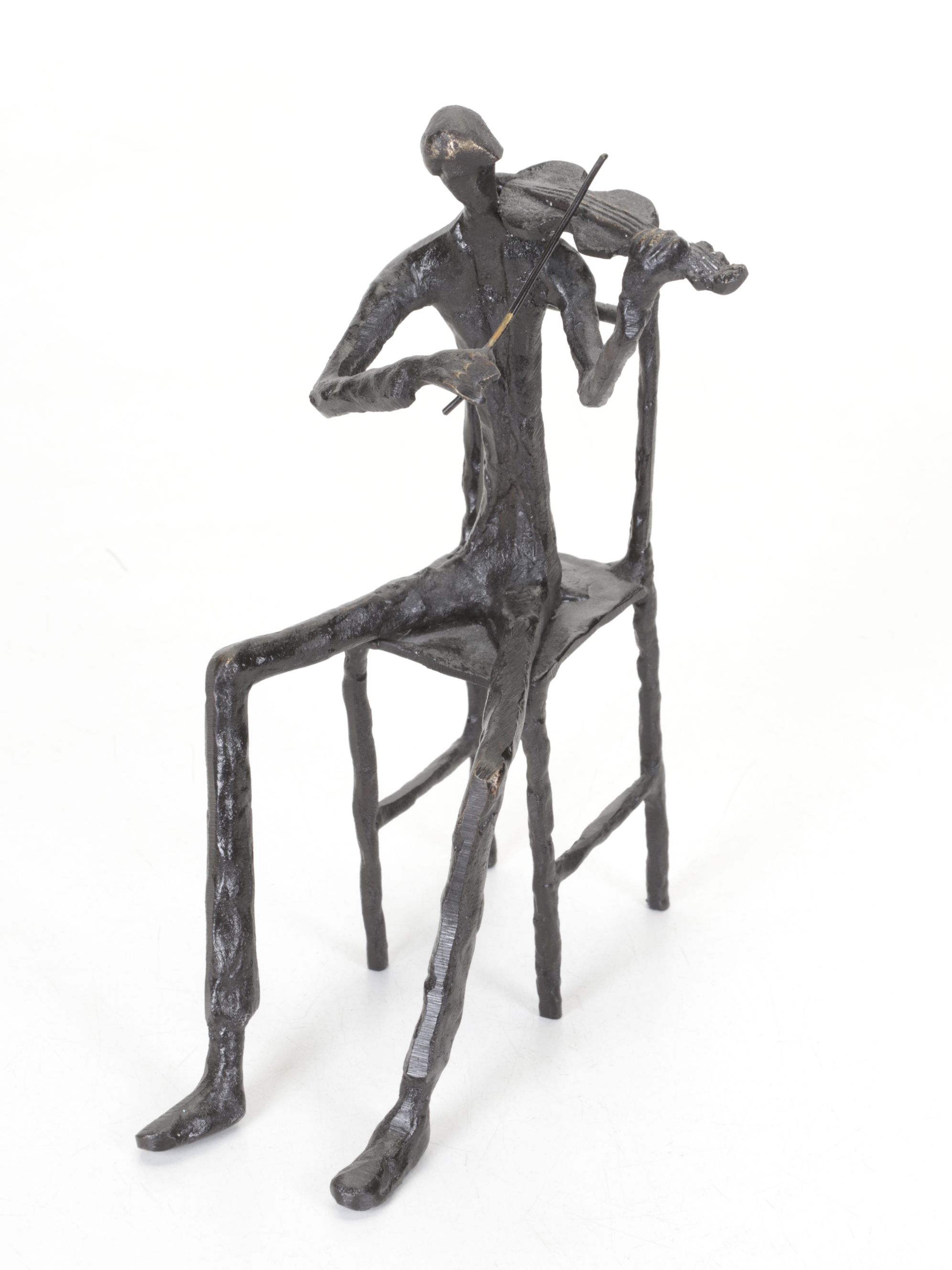 Brutalist Style Cast Metal Sculptures of Seated Jazz Musicians