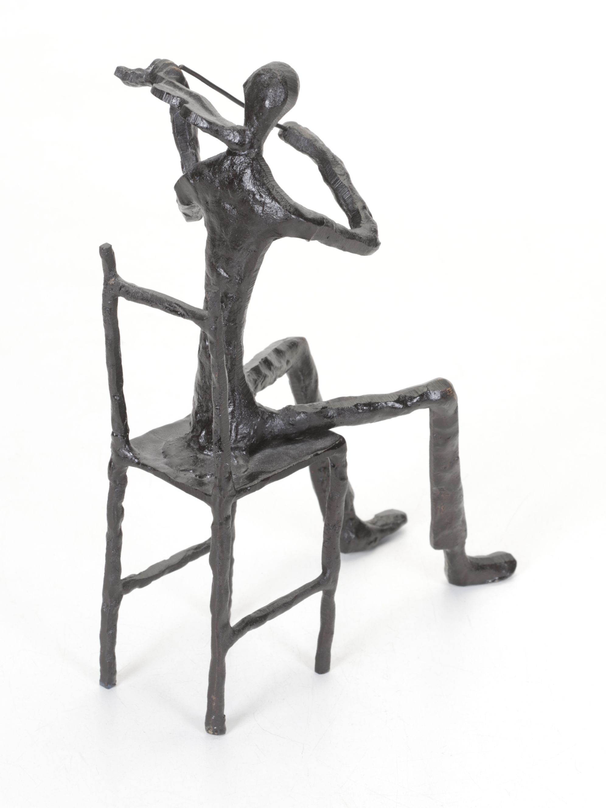 Brutalist Style Cast Metal Sculptures of Seated Jazz Musicians