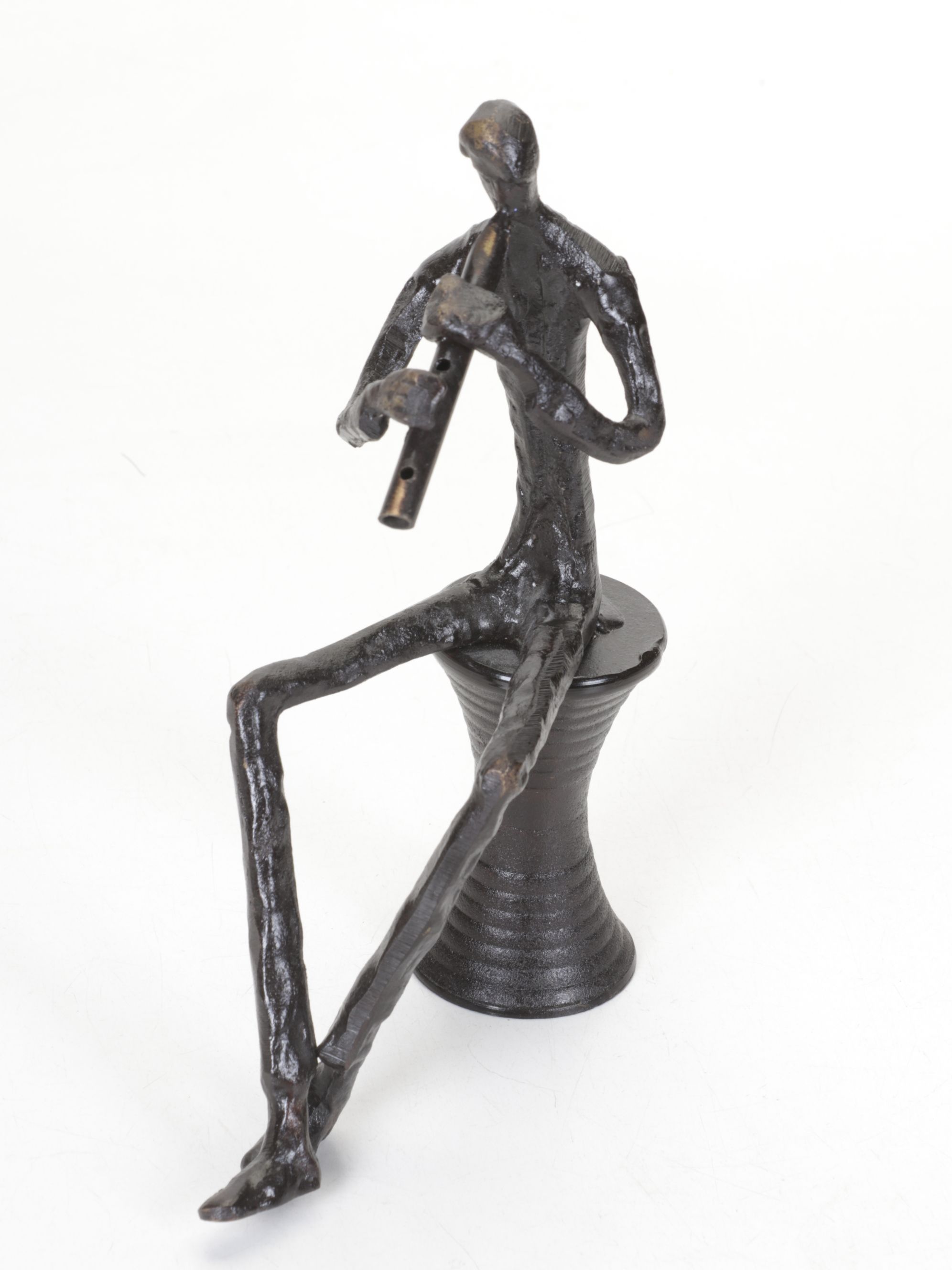 Brutalist Style Cast Metal Sculptures of Seated Jazz Musicians
