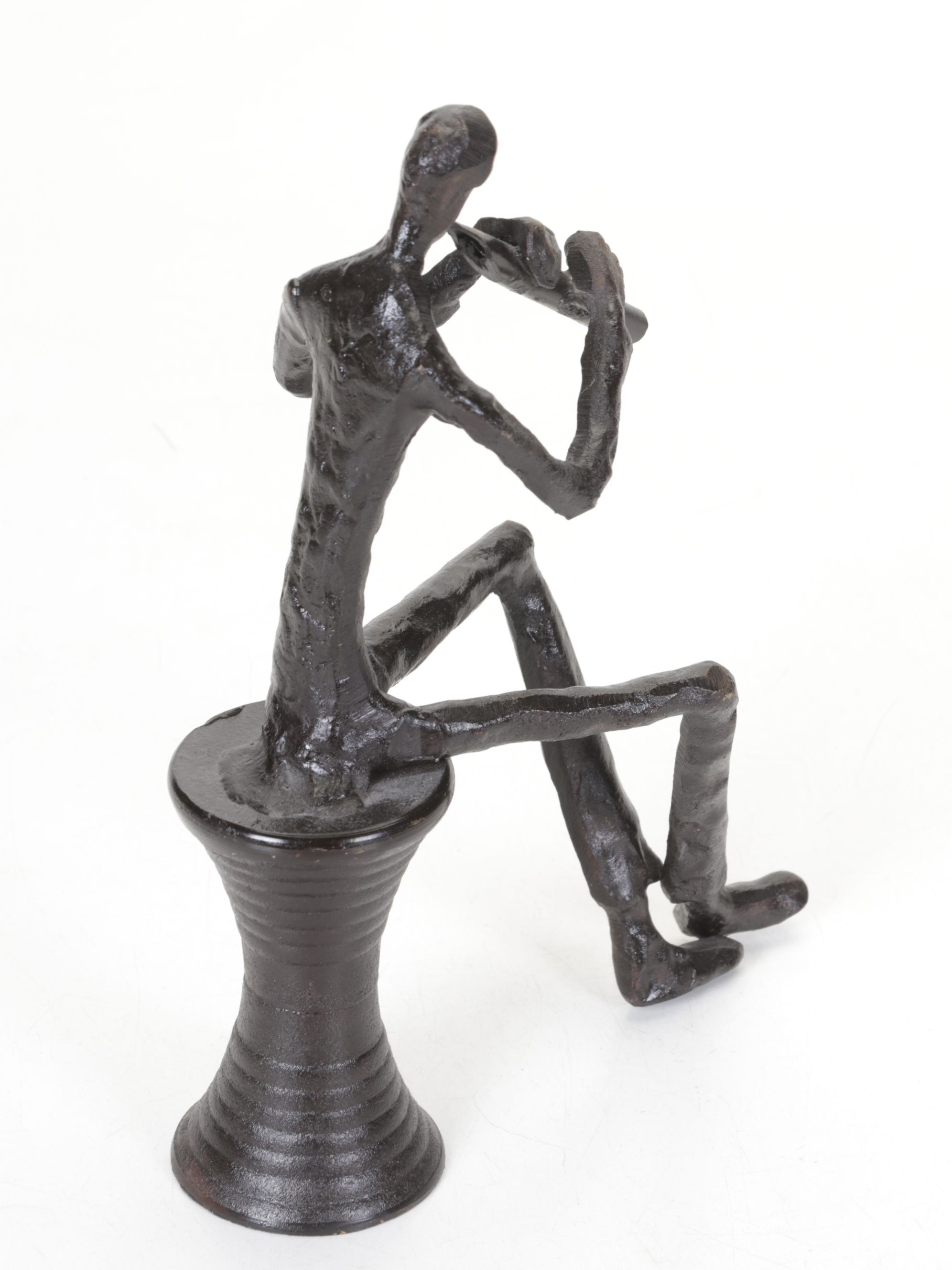 Brutalist Style Cast Metal Sculptures of Seated Jazz Musicians