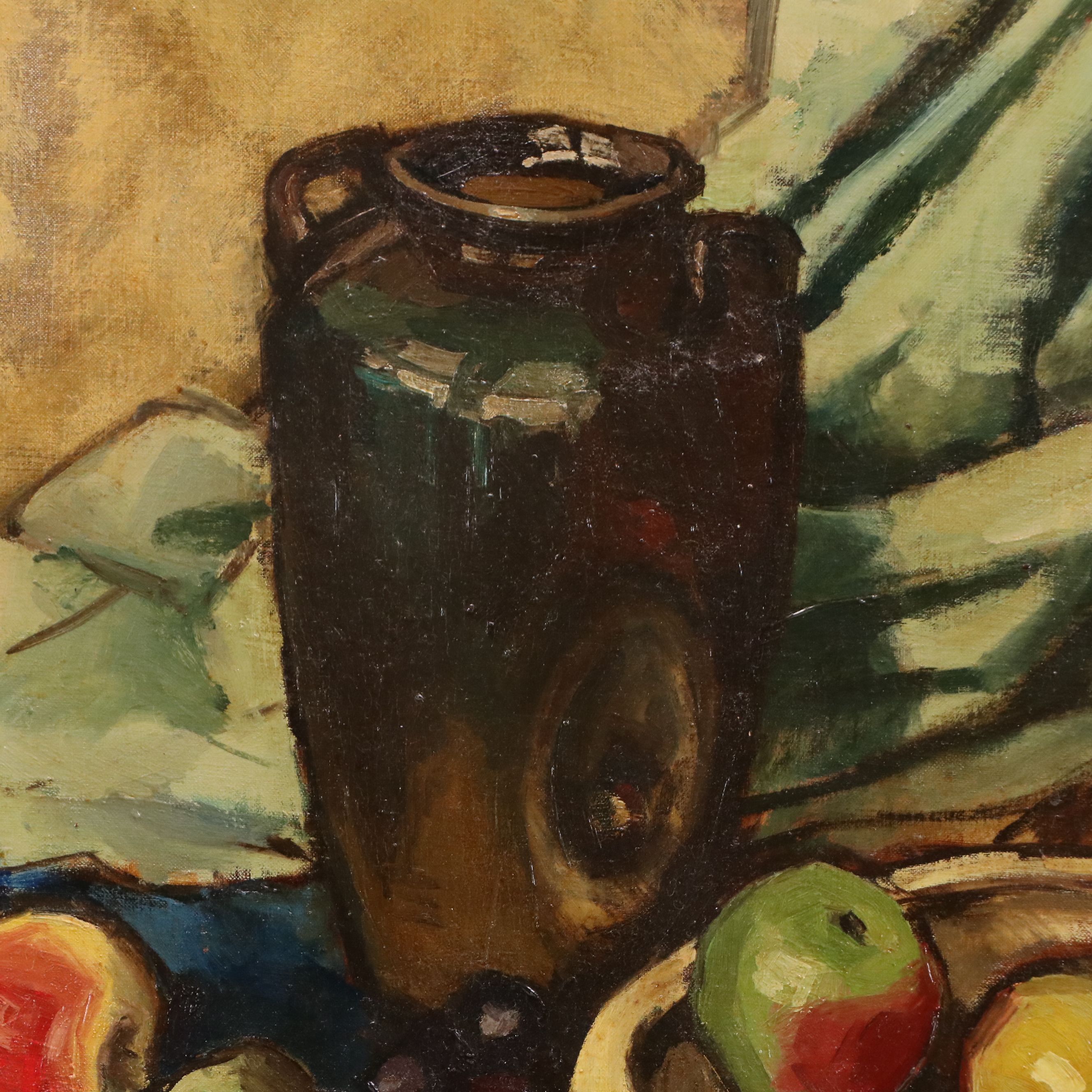 Marianna Edna Volz Oil Painting Still Life with Fruit, Mid to Late 20th Century