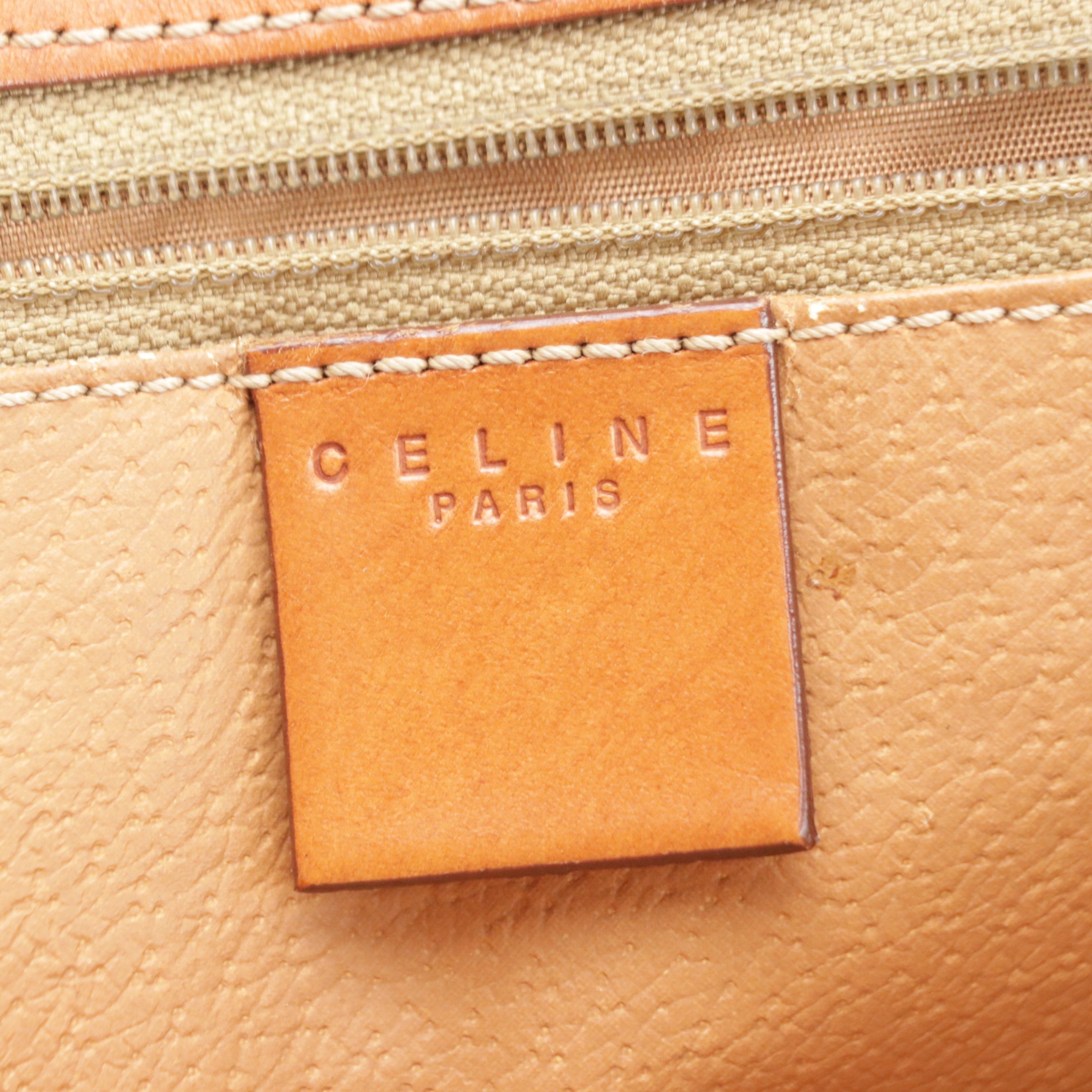 Celine Top Handle Top Tote Bag in Dark Brown Macadam Canvas and Leather