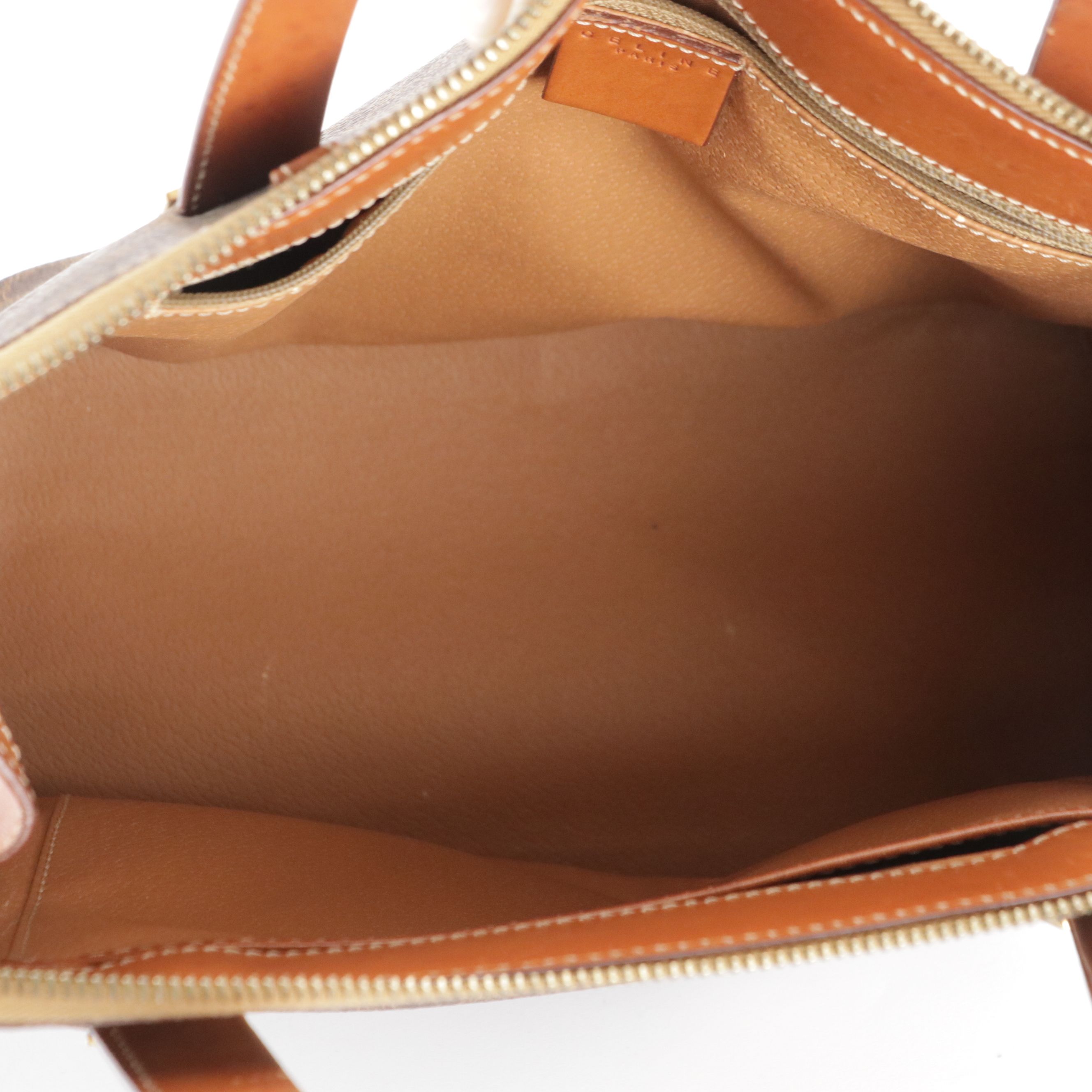 Celine Top Handle Top Tote Bag in Dark Brown Macadam Canvas and Leather