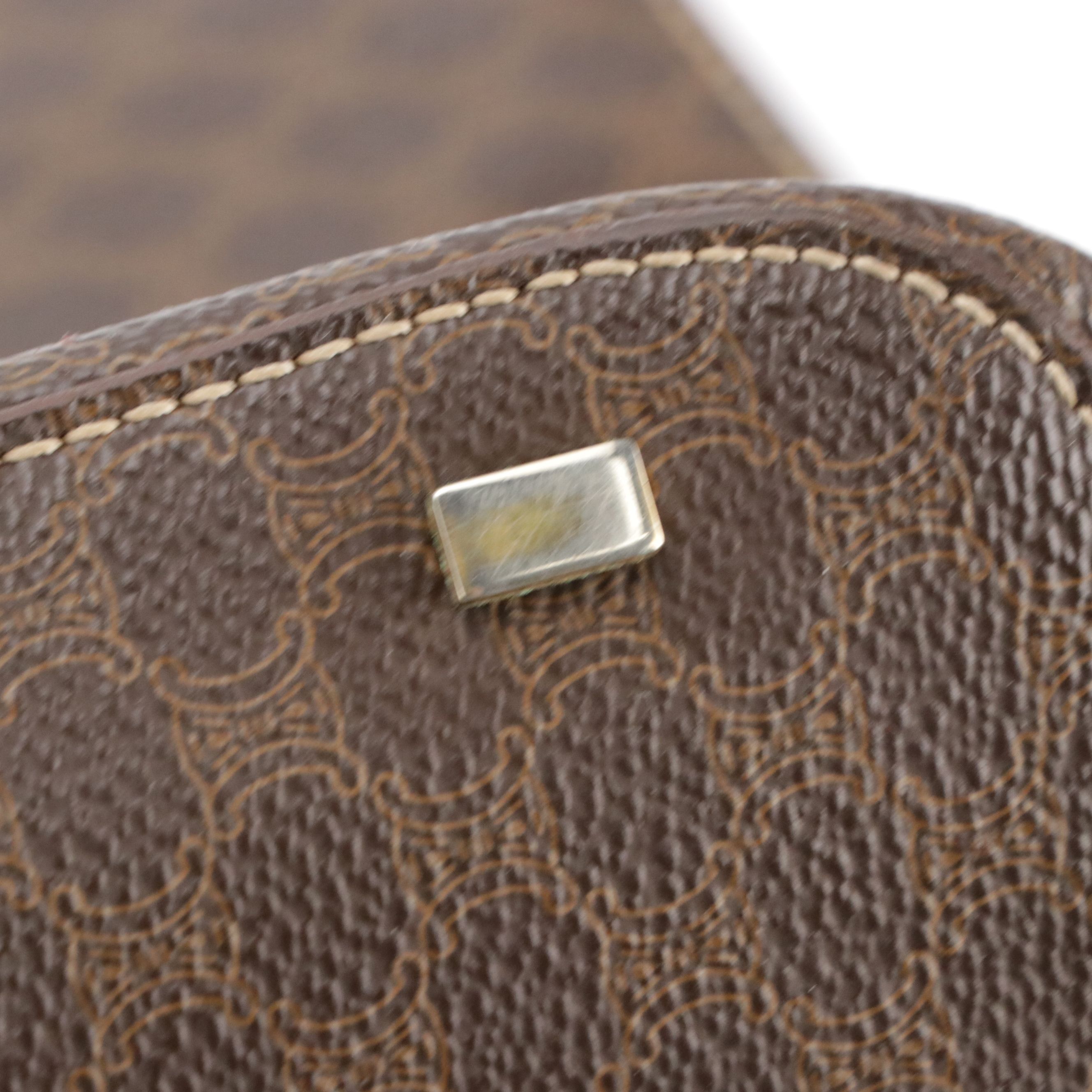 Celine Top Handle Top Tote Bag in Dark Brown Macadam Canvas and Leather