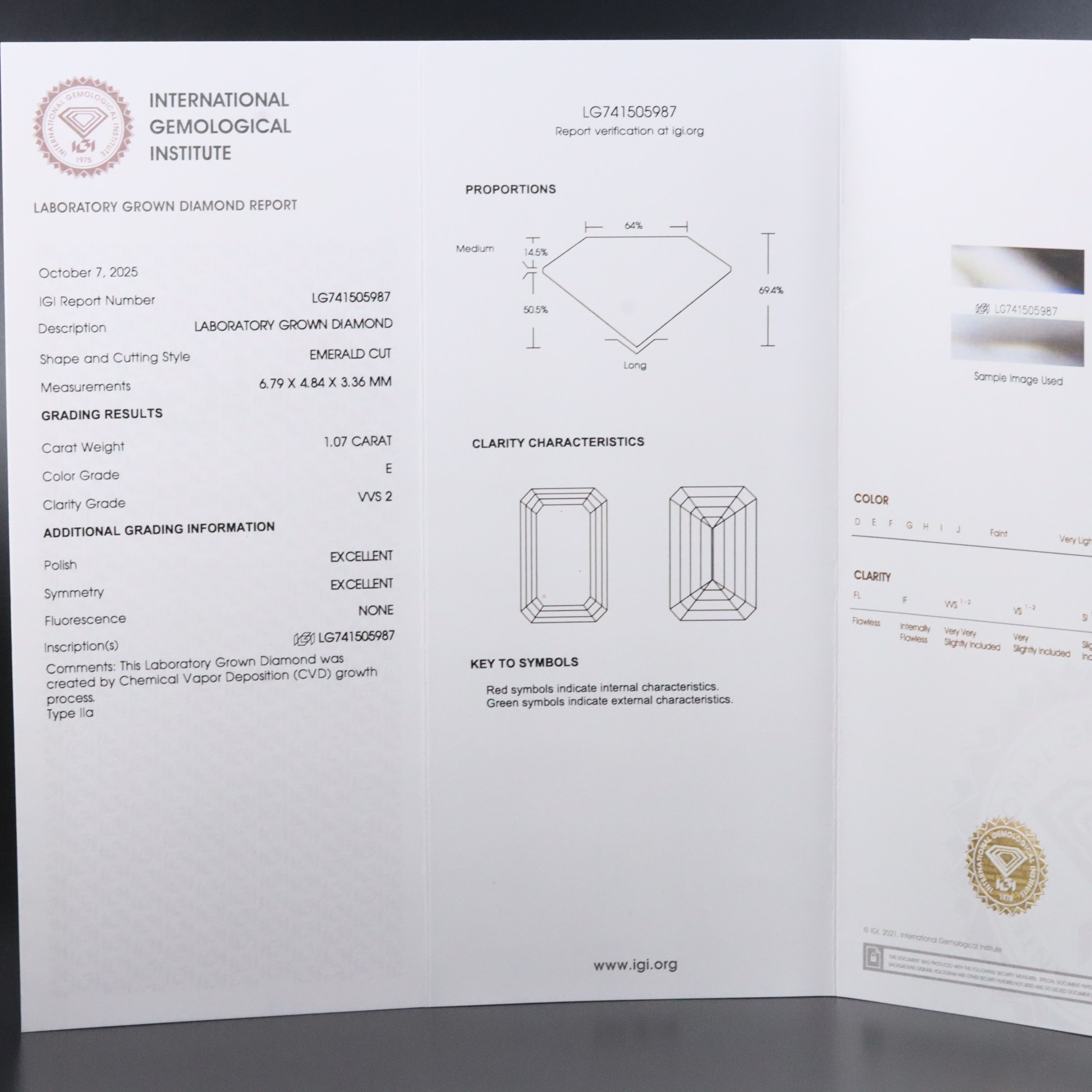 14K 7.30 CTW Lab Grown Diamond Ring with IGI Reports