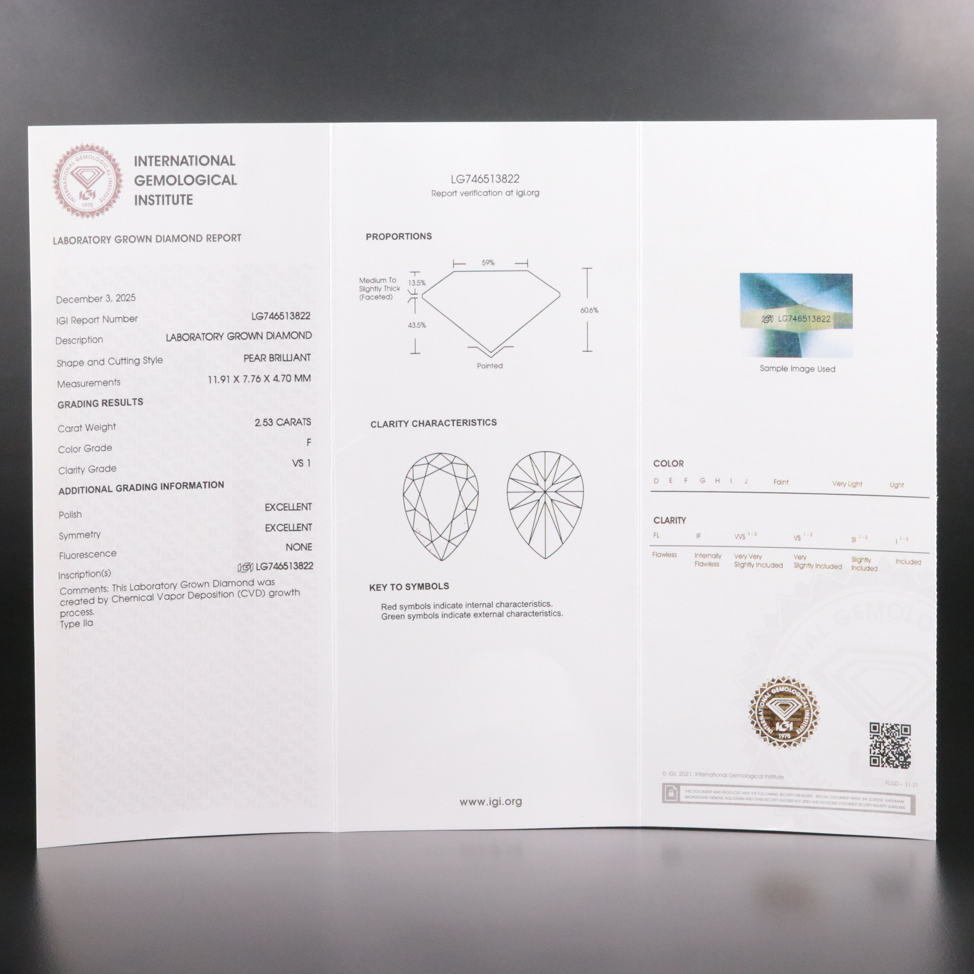 14K 2.53 CT Lab Grown Diamond Solitaire Ring with IGI Report