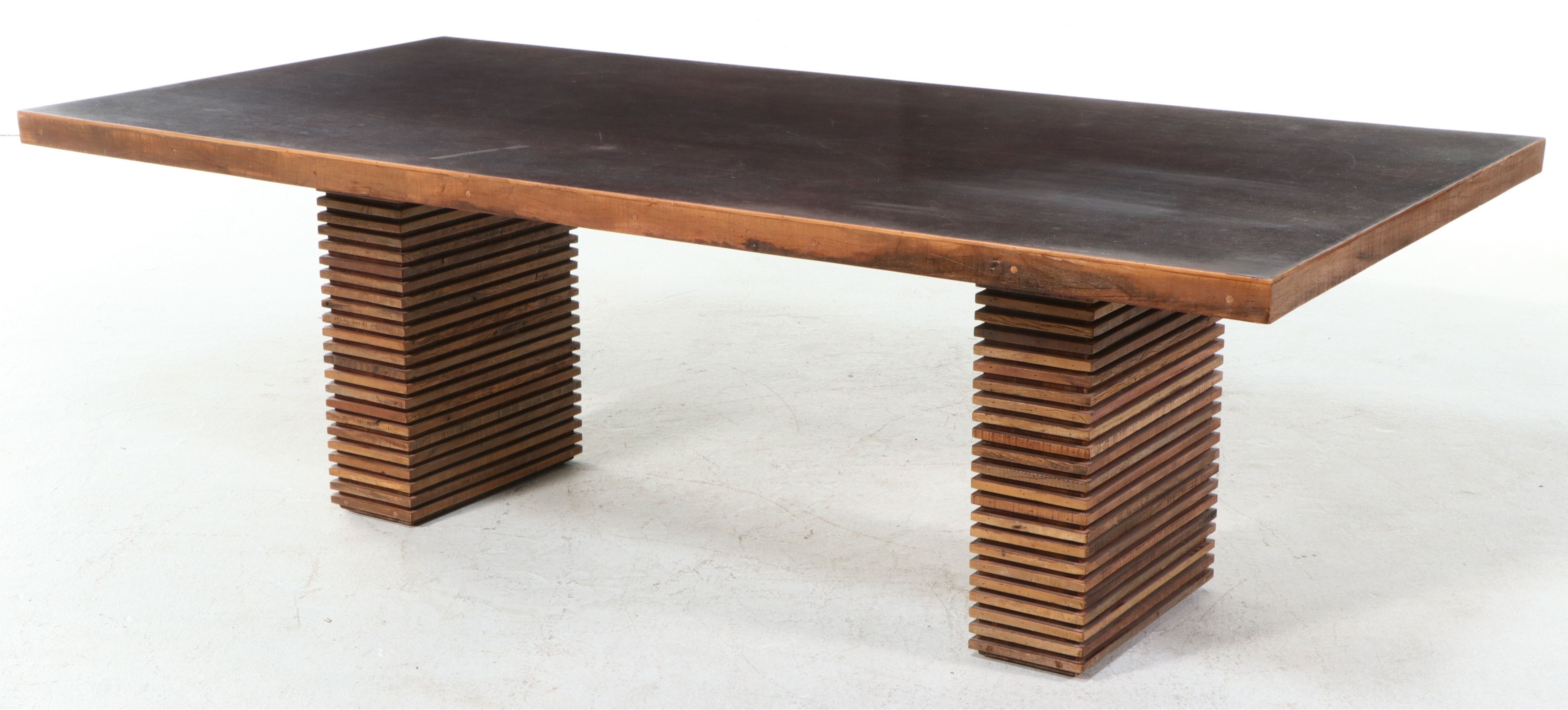 Crate & Barrel "Echelon" Slatted Pedestal Dining Table