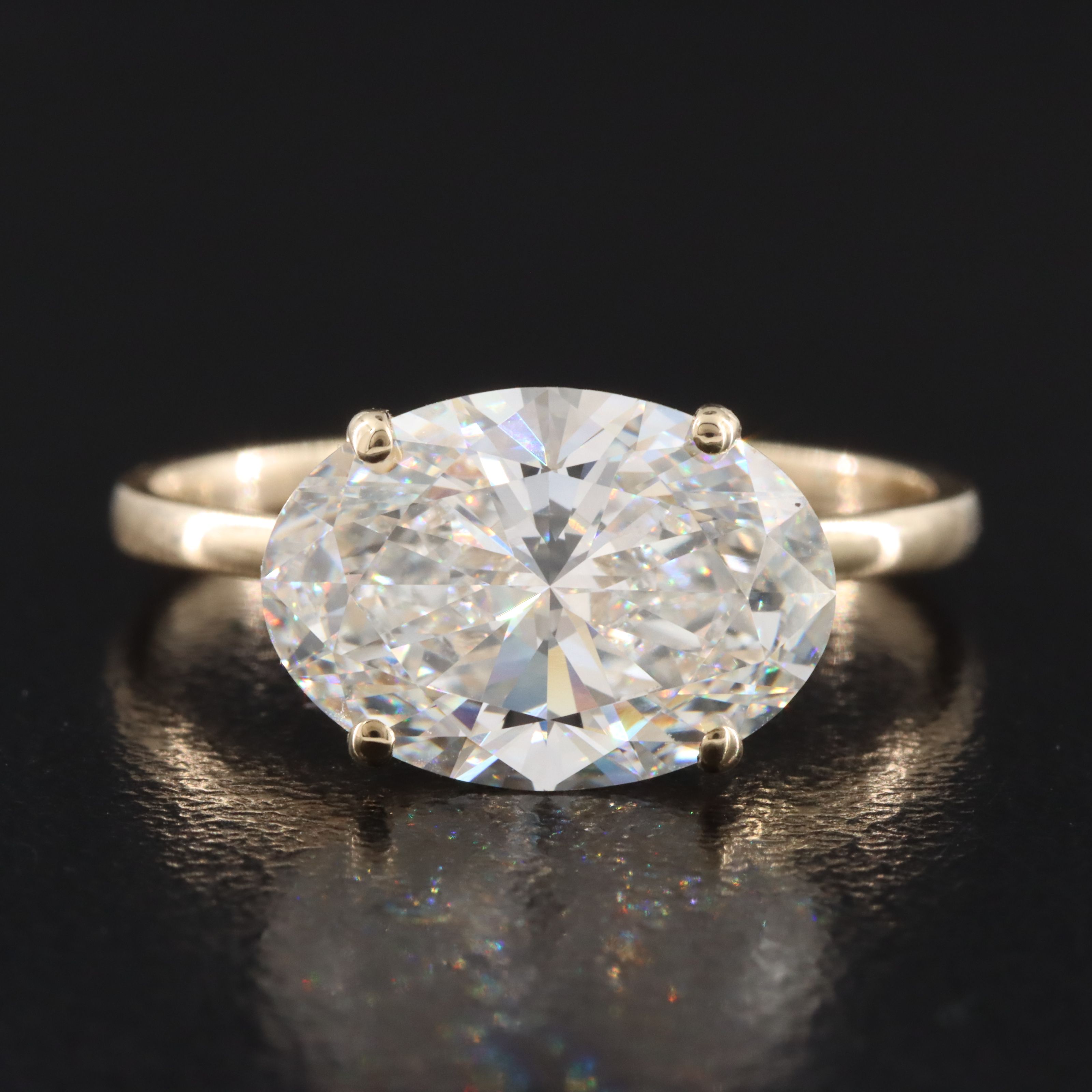 14K 3.36 CT Lab Grown Diamond East-West Solitaire Ring with IGI Report