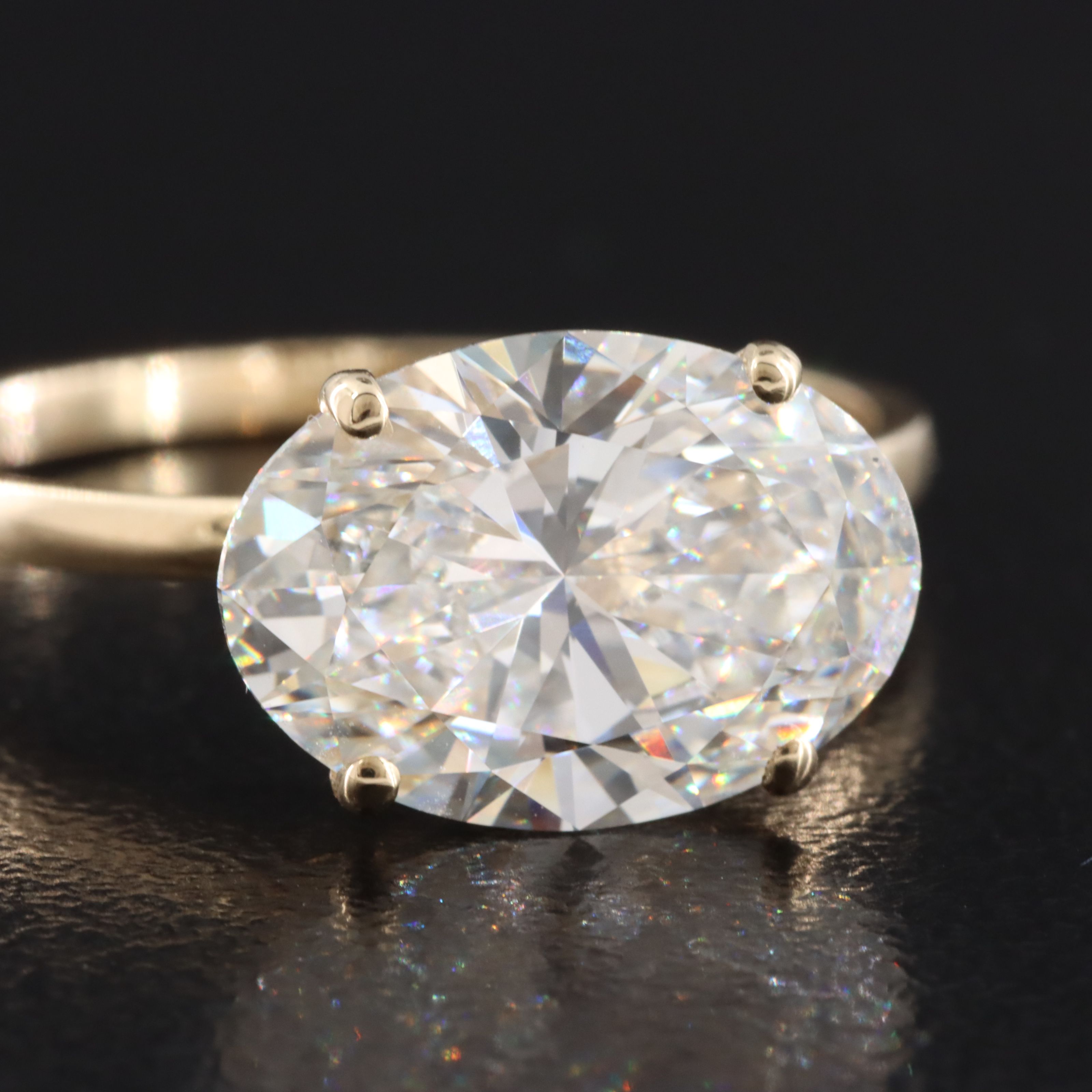 14K 3.36 CT Lab Grown Diamond East-West Solitaire Ring with IGI Report