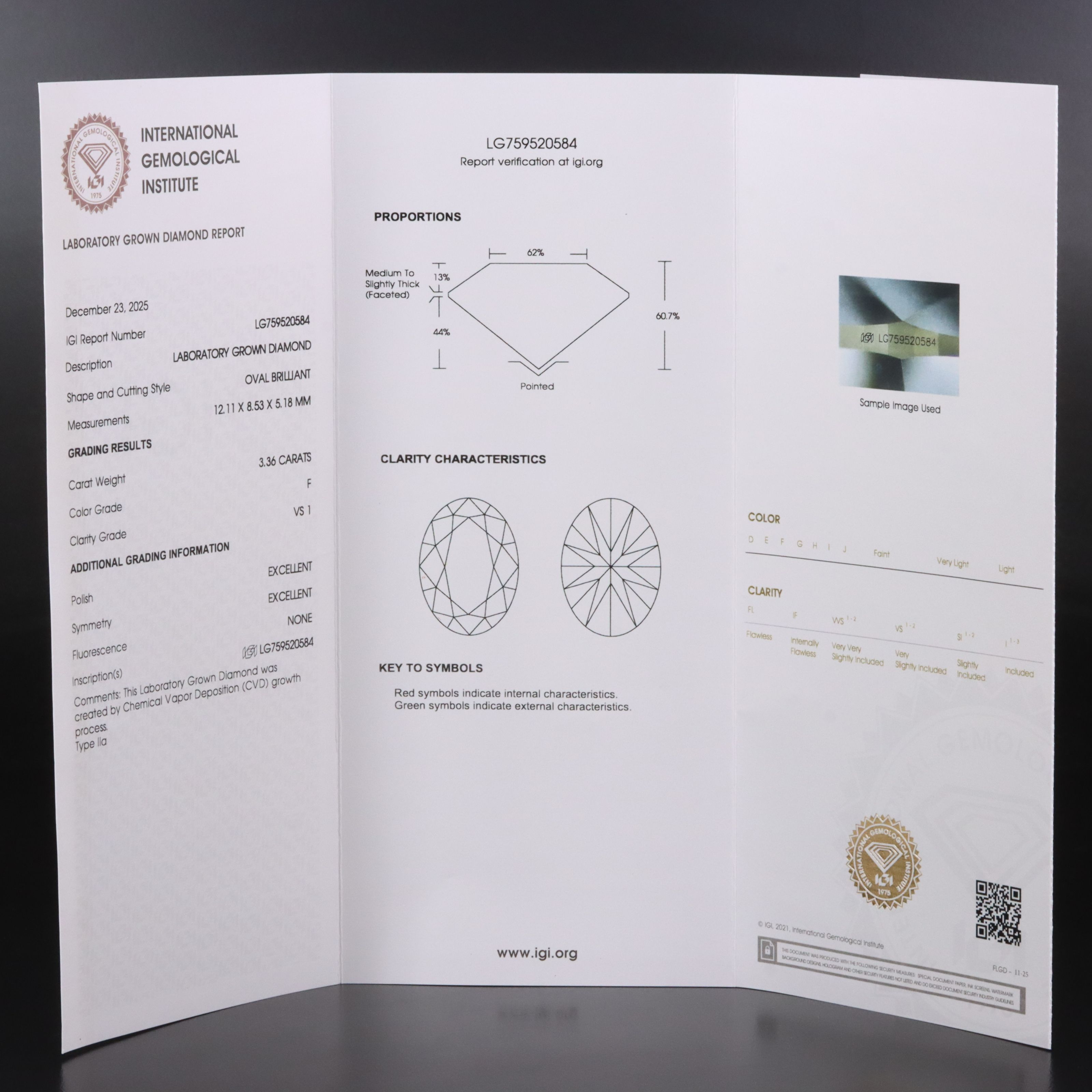 14K 3.36 CT Lab Grown Diamond East-West Solitaire Ring with IGI Report