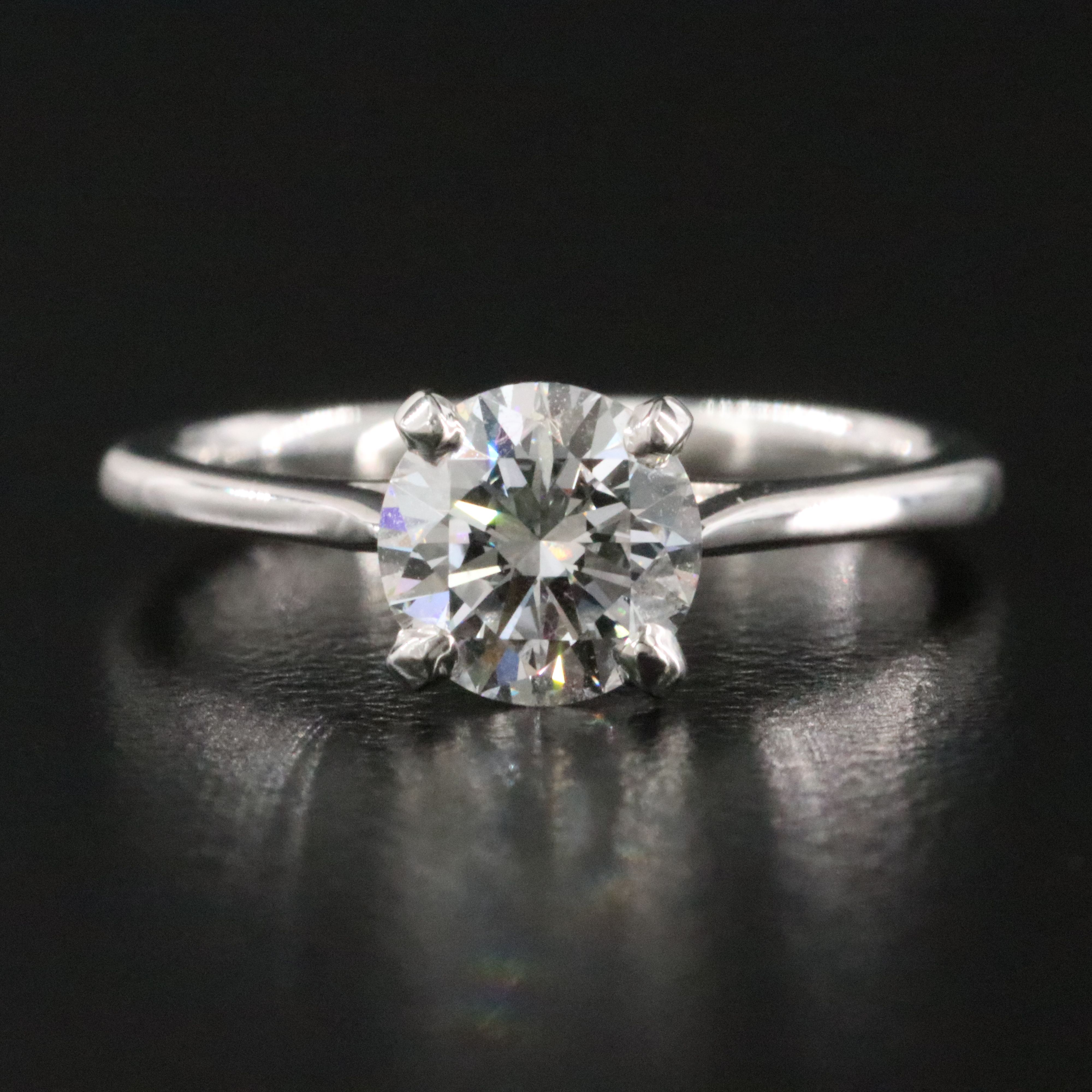 Blue Nile Platinum 0.90 CT Diamond Ring with GIA Report