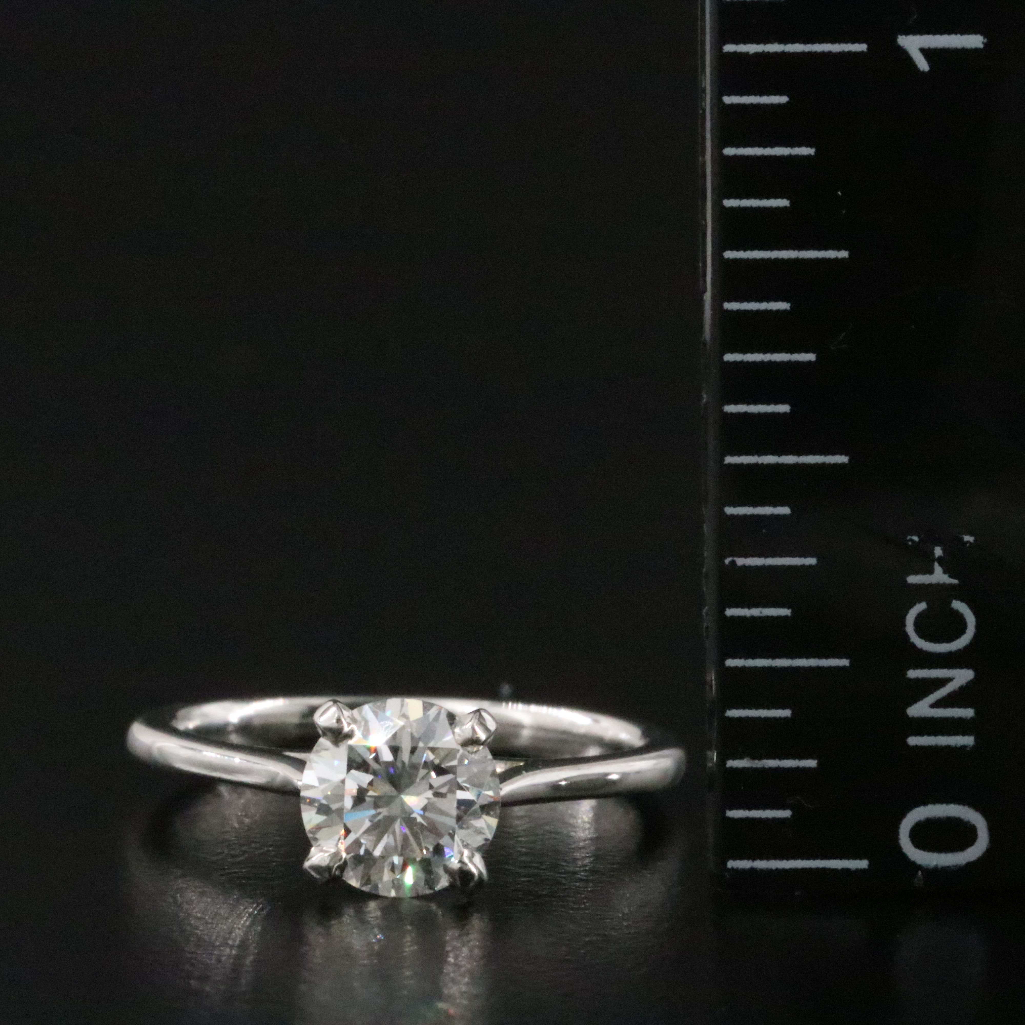 Blue Nile Platinum 0.90 CT Diamond Ring with GIA Report