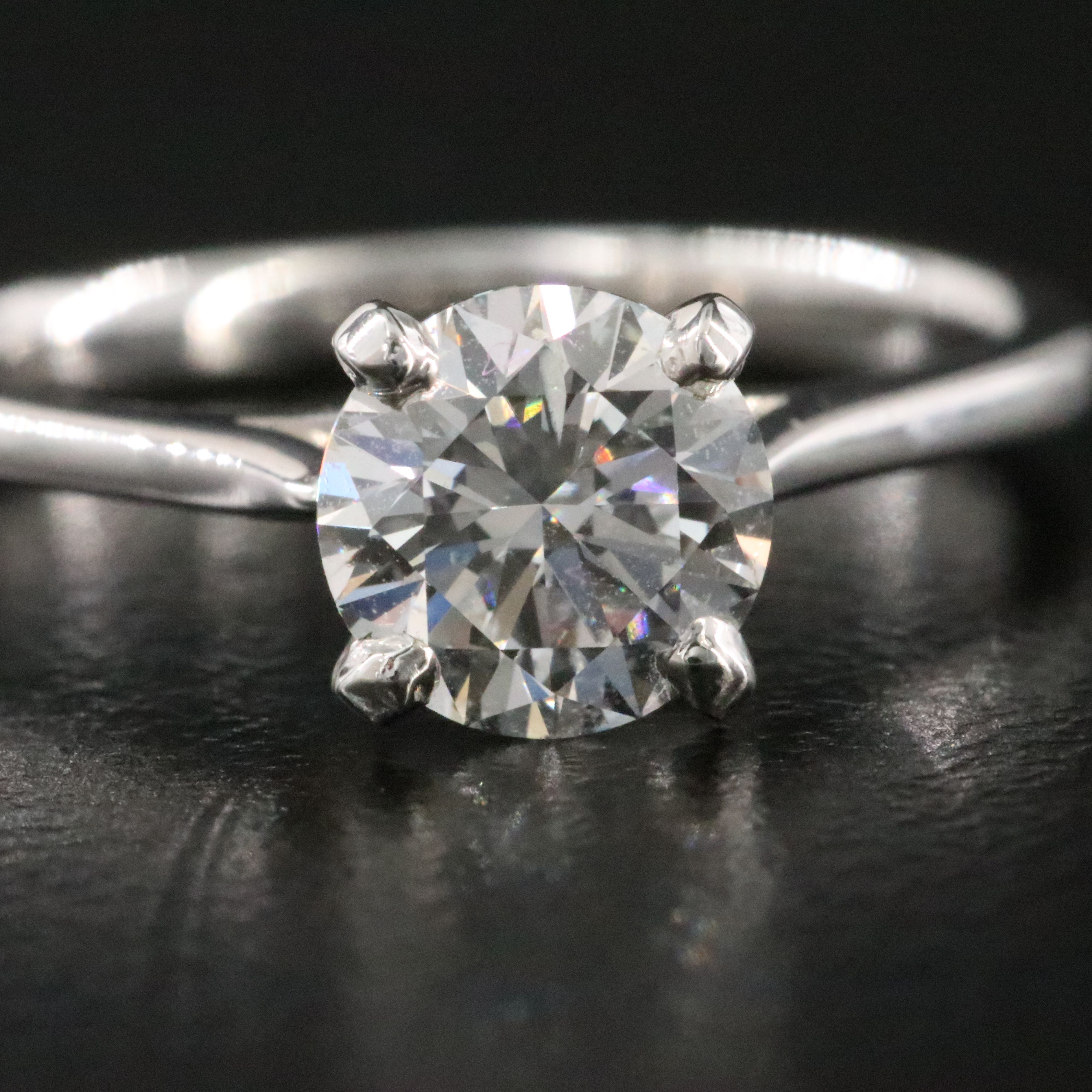 Blue Nile Platinum 0.90 CT Diamond Ring with GIA Report