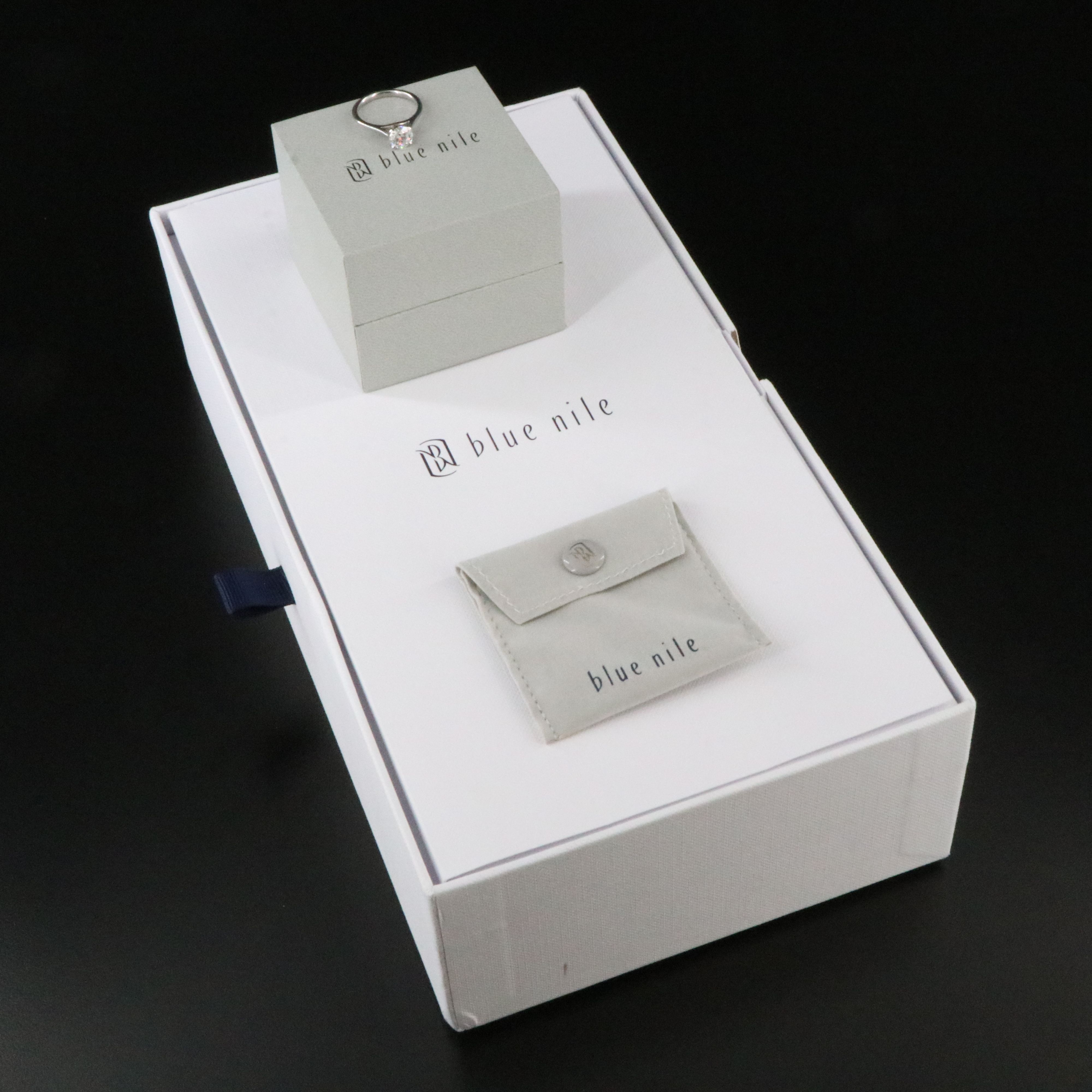 Blue Nile Platinum 0.90 CT Diamond Ring with GIA Report