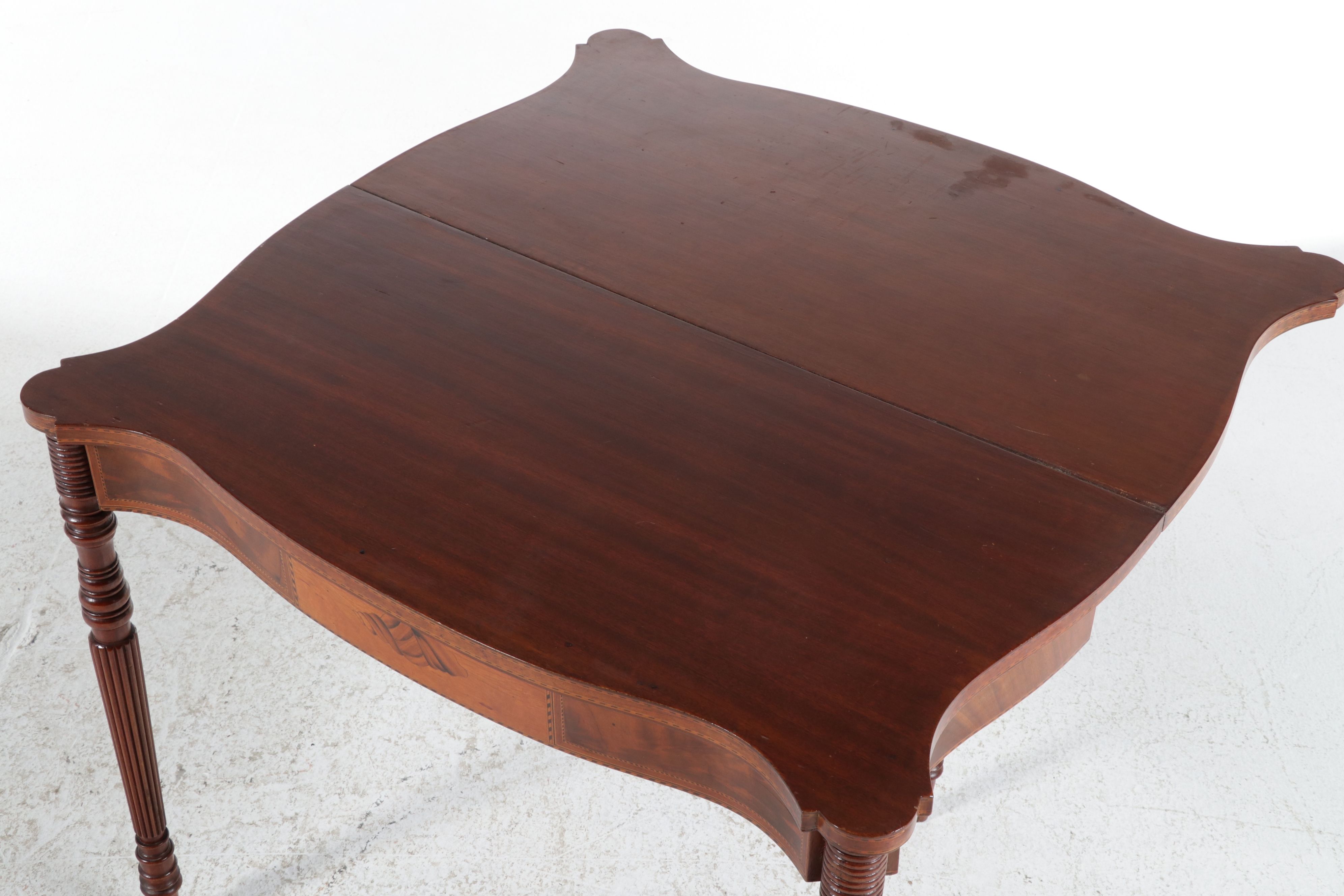 Sheraton Style Mahogany Inlaid Games Table, Early to Mid-20th Century
