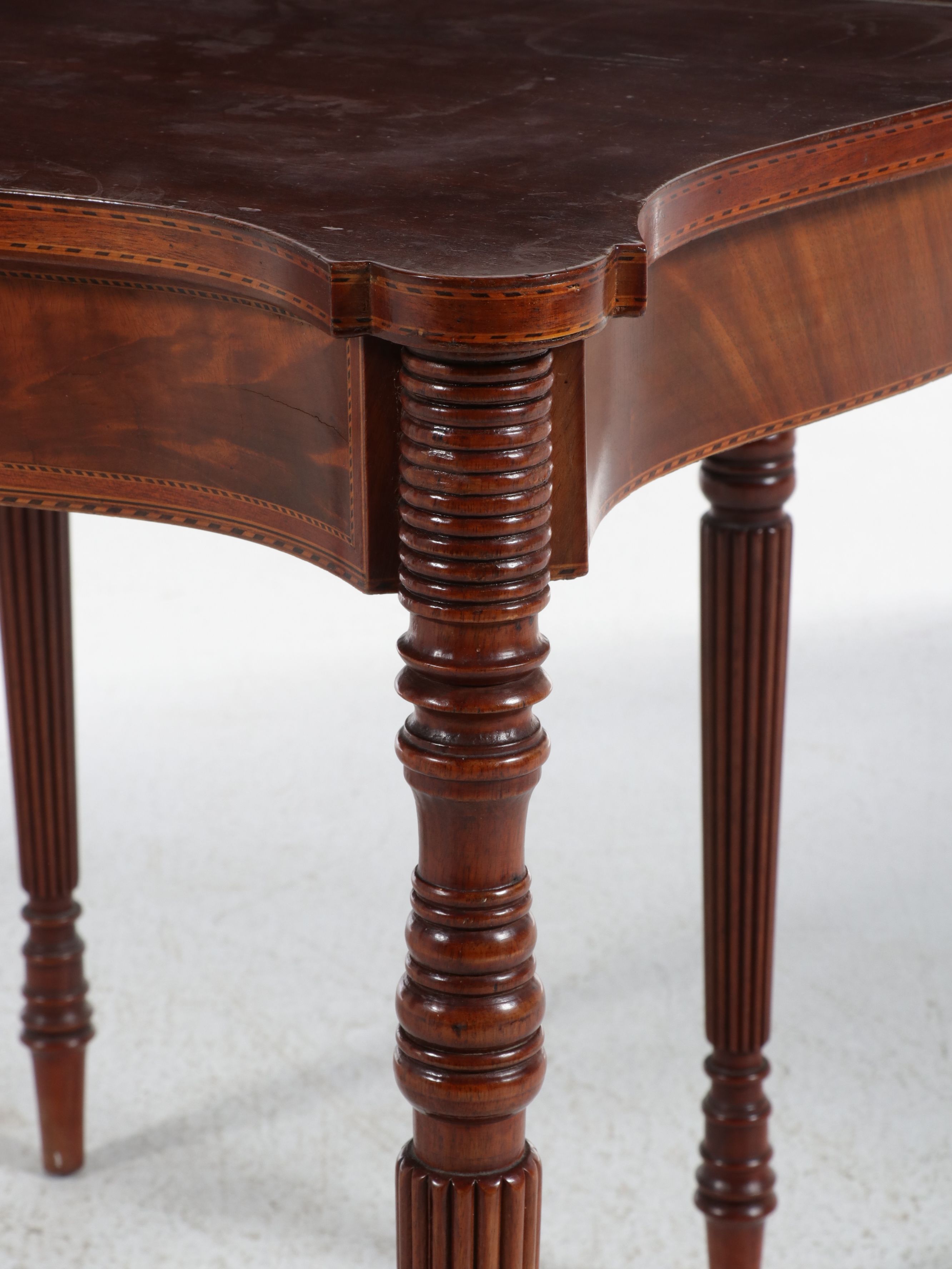 Sheraton Style Mahogany Inlaid Games Table, Early to Mid-20th Century