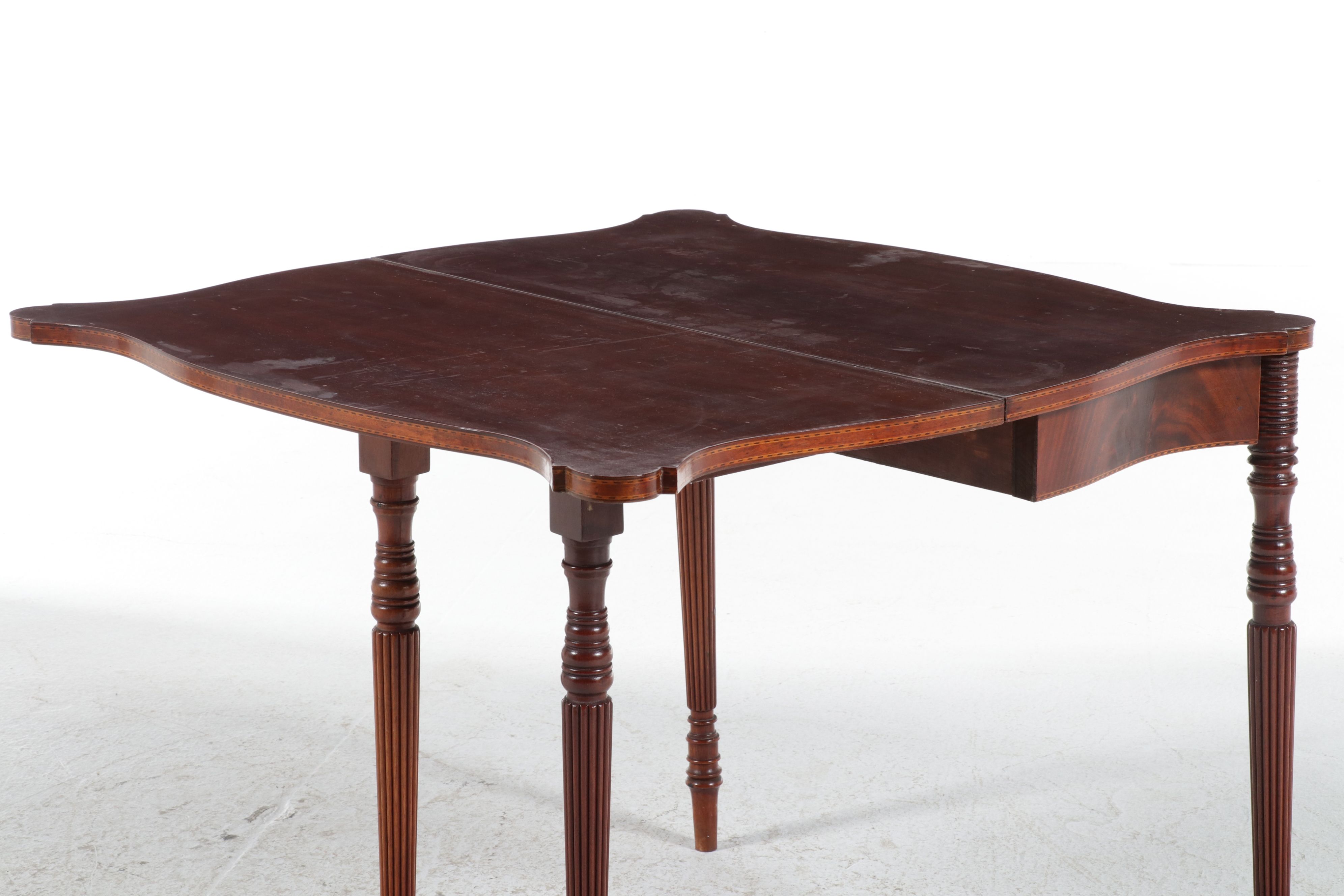 Sheraton Style Mahogany Inlaid Games Table, Early to Mid-20th Century