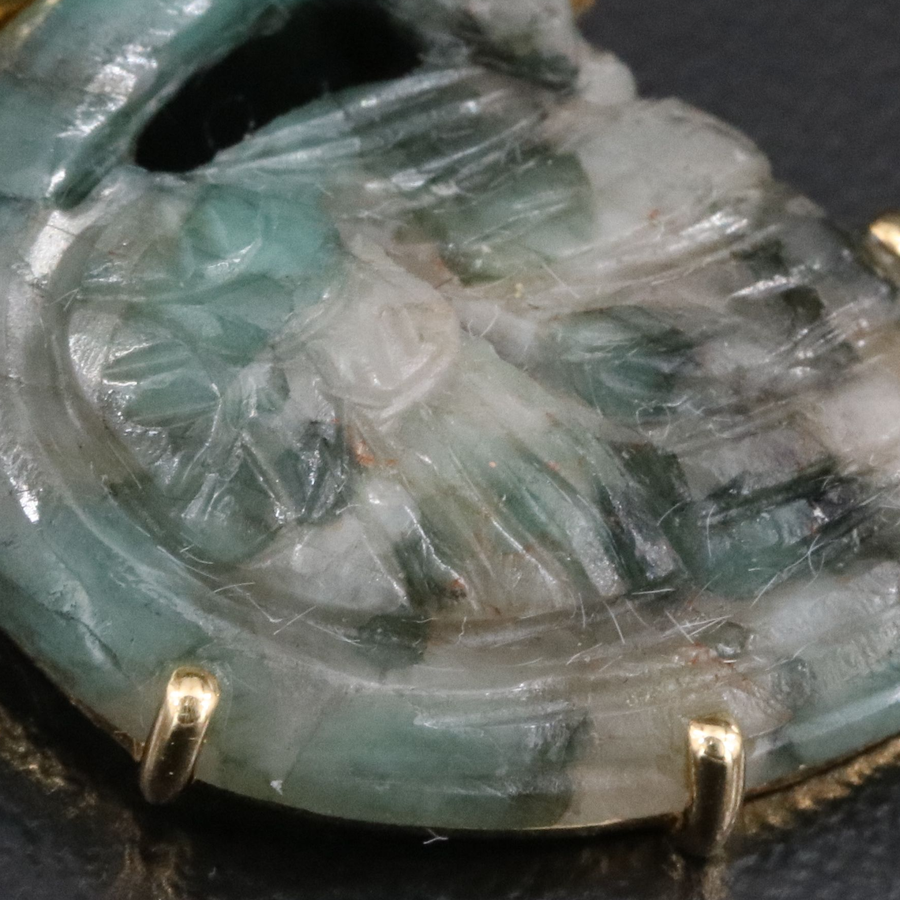 Chromia 18K Carved Emerald and Diamond Pendant