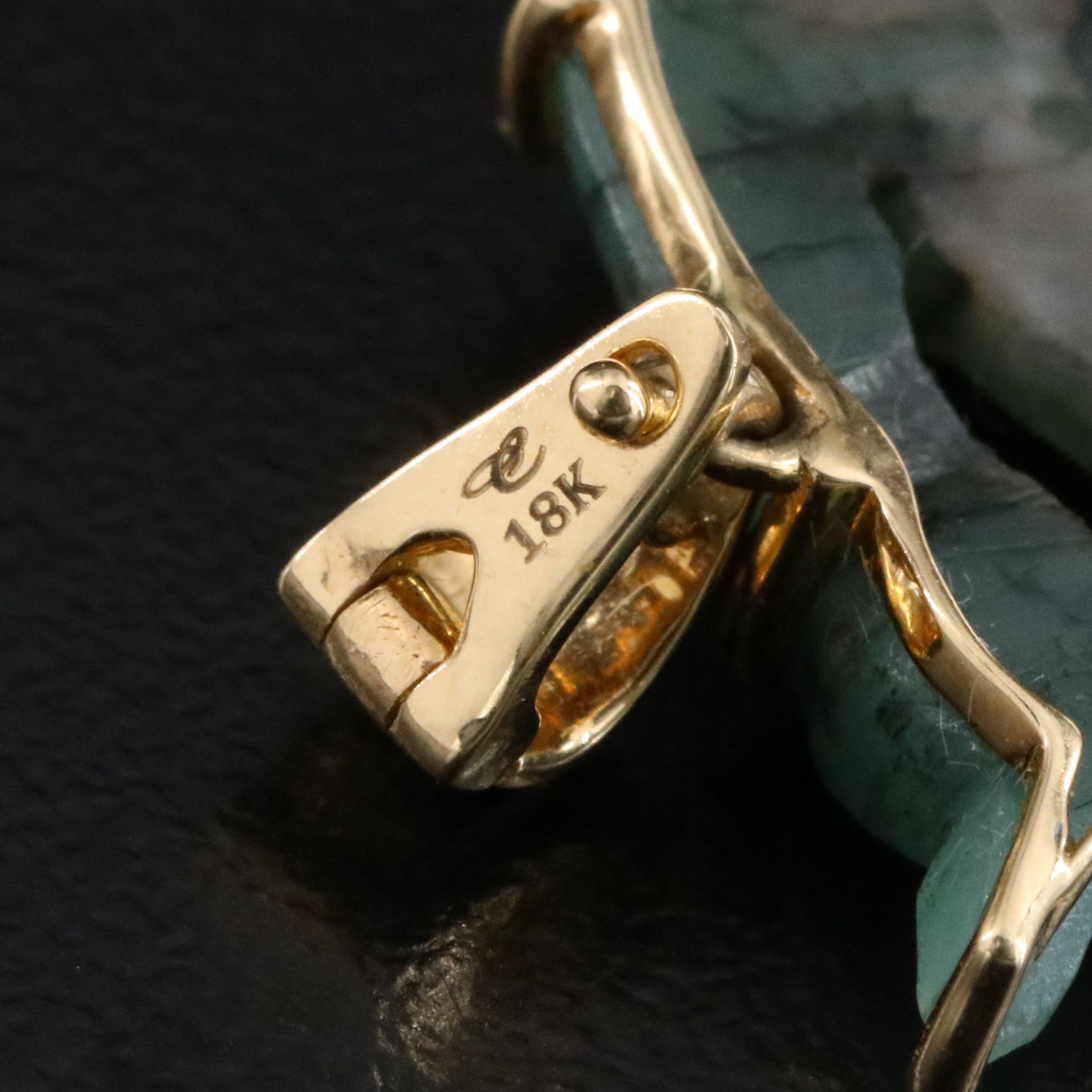 Chromia 18K Carved Emerald and Diamond Pendant