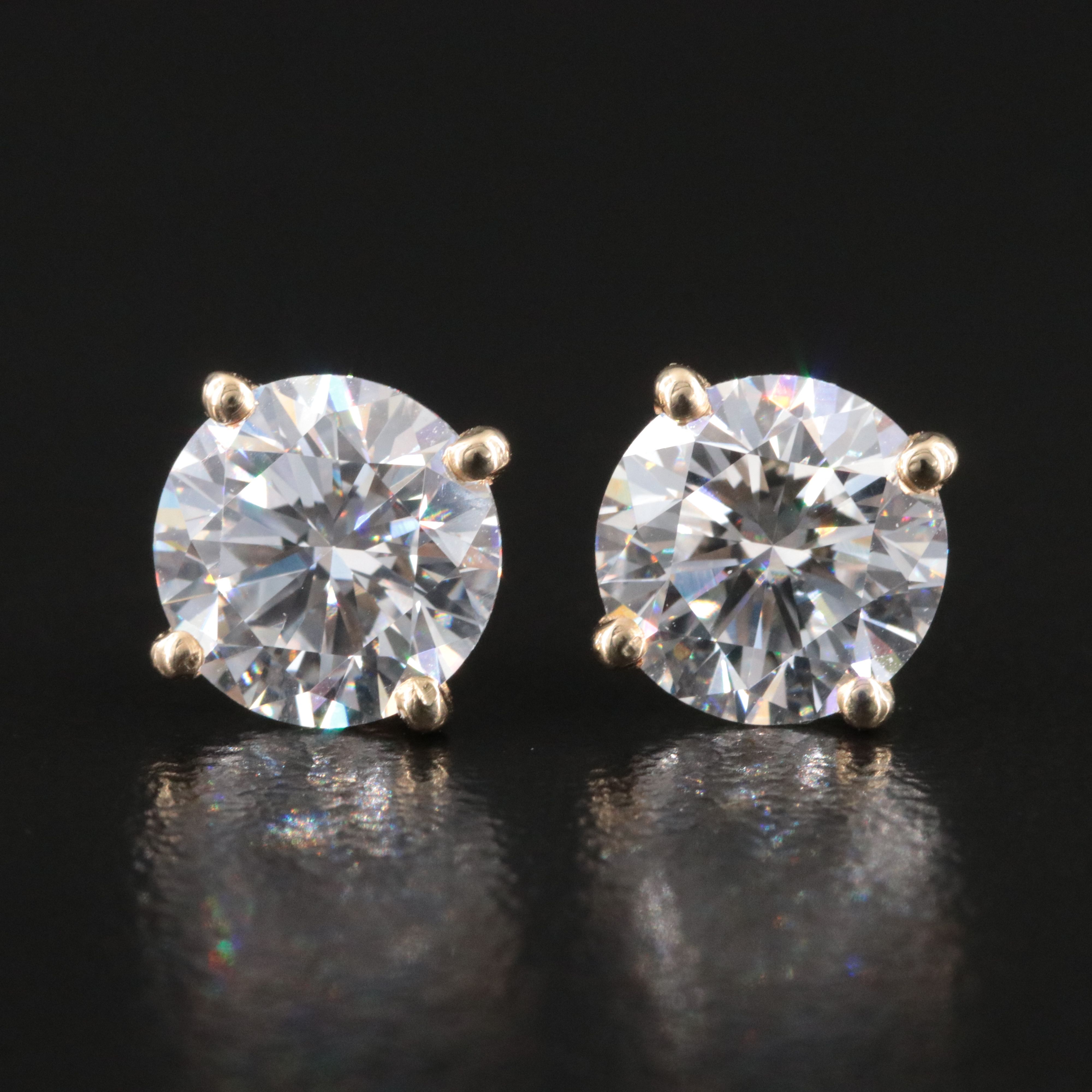 14K 3.06 CTW Lab Grown Diamond Solitaire Earrings with IGI Jewelry Report