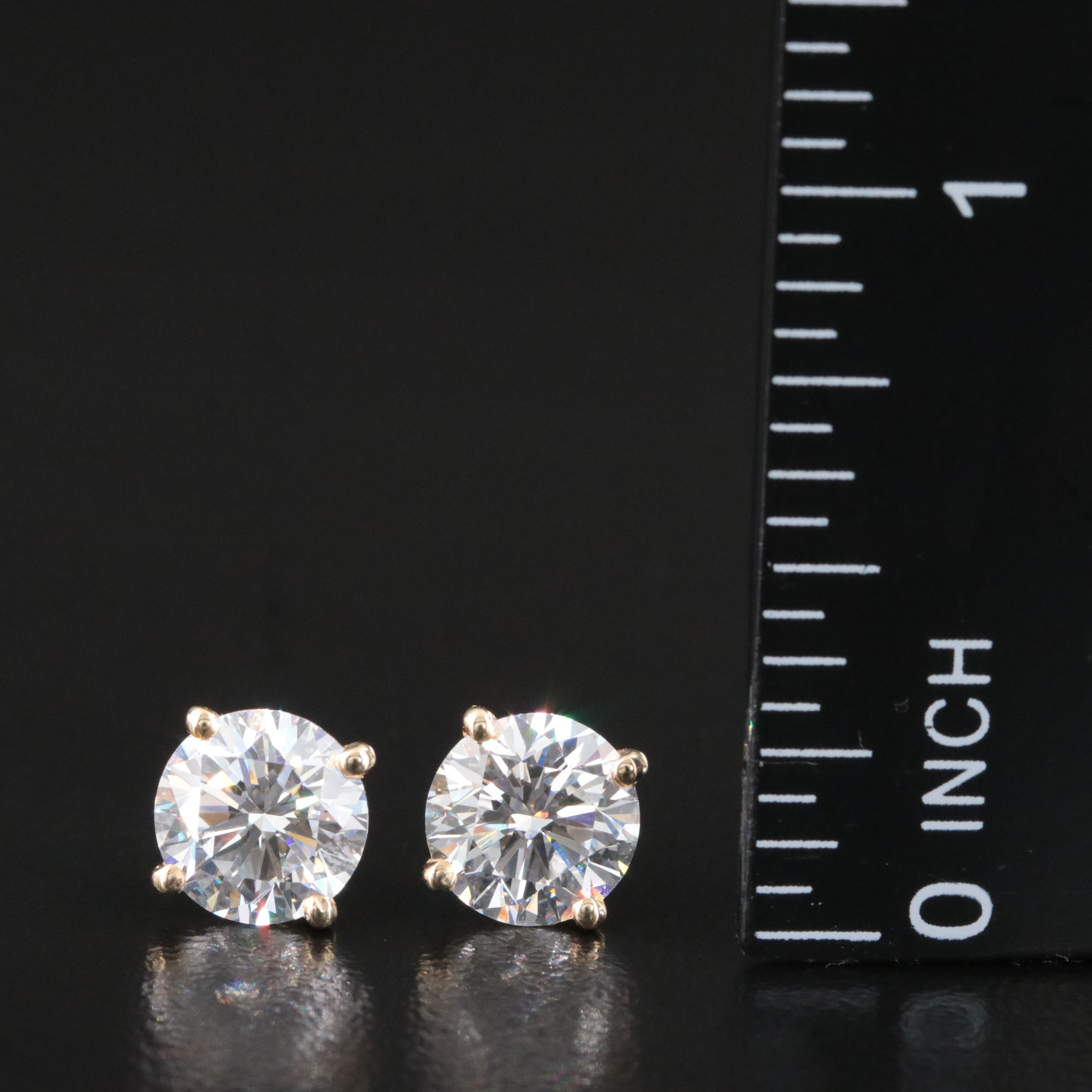 14K 3.06 CTW Lab Grown Diamond Solitaire Earrings with IGI Jewelry Report