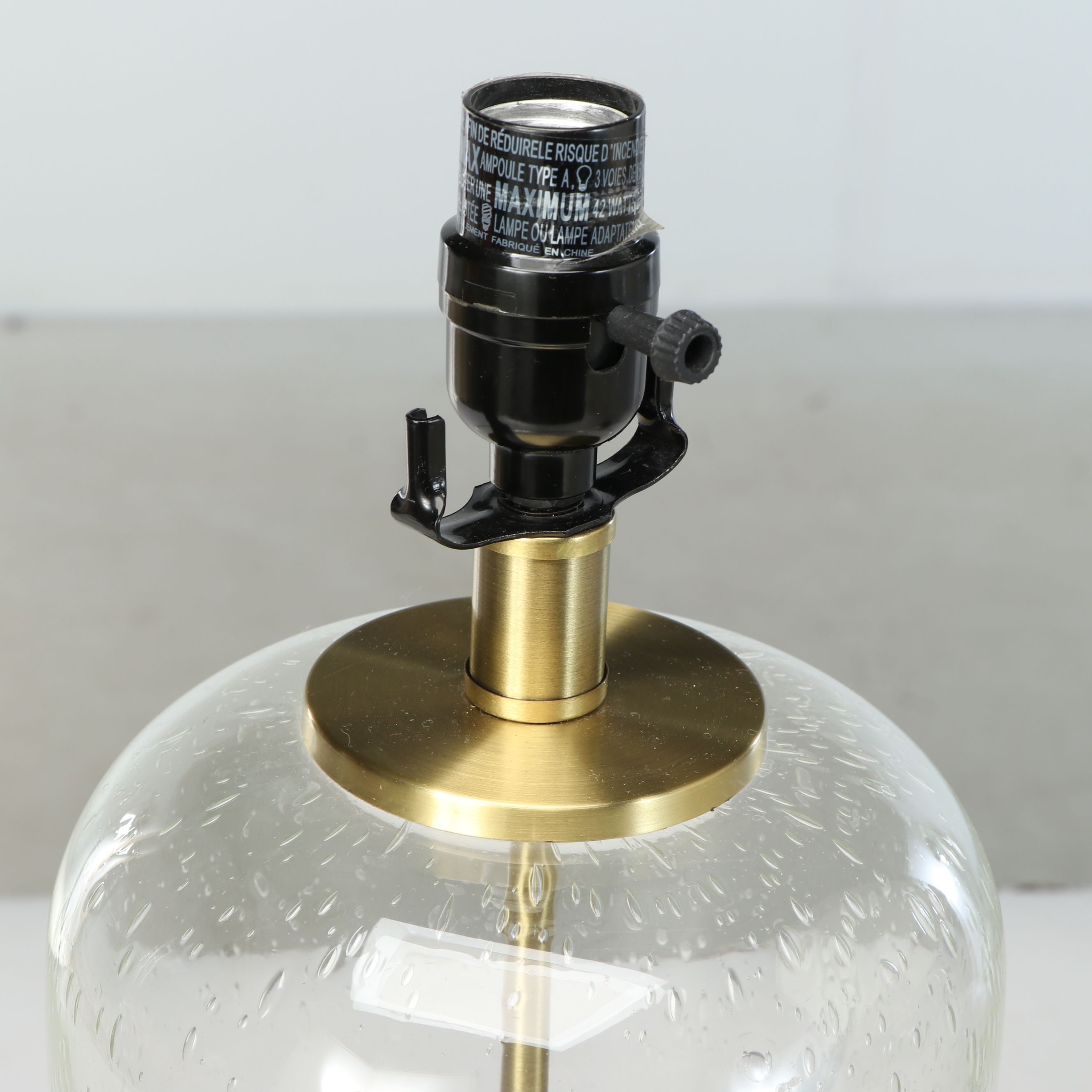 Seed Glass Cylinder Table Lamps with Nailhead Trim Drum Shades