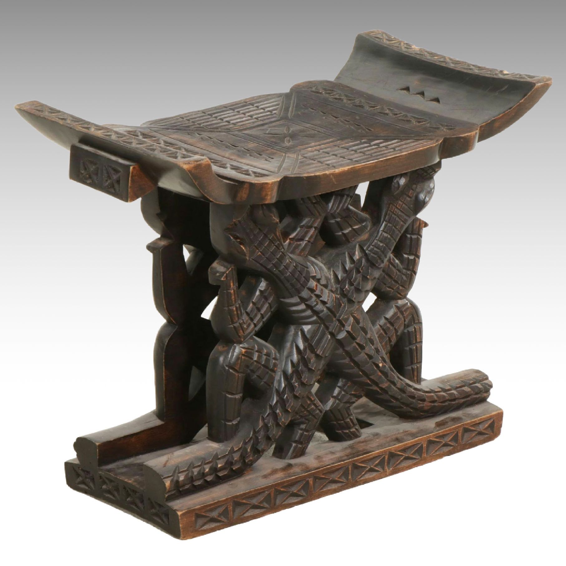 Ashanti Carved Wood Stool, Late 20th Century