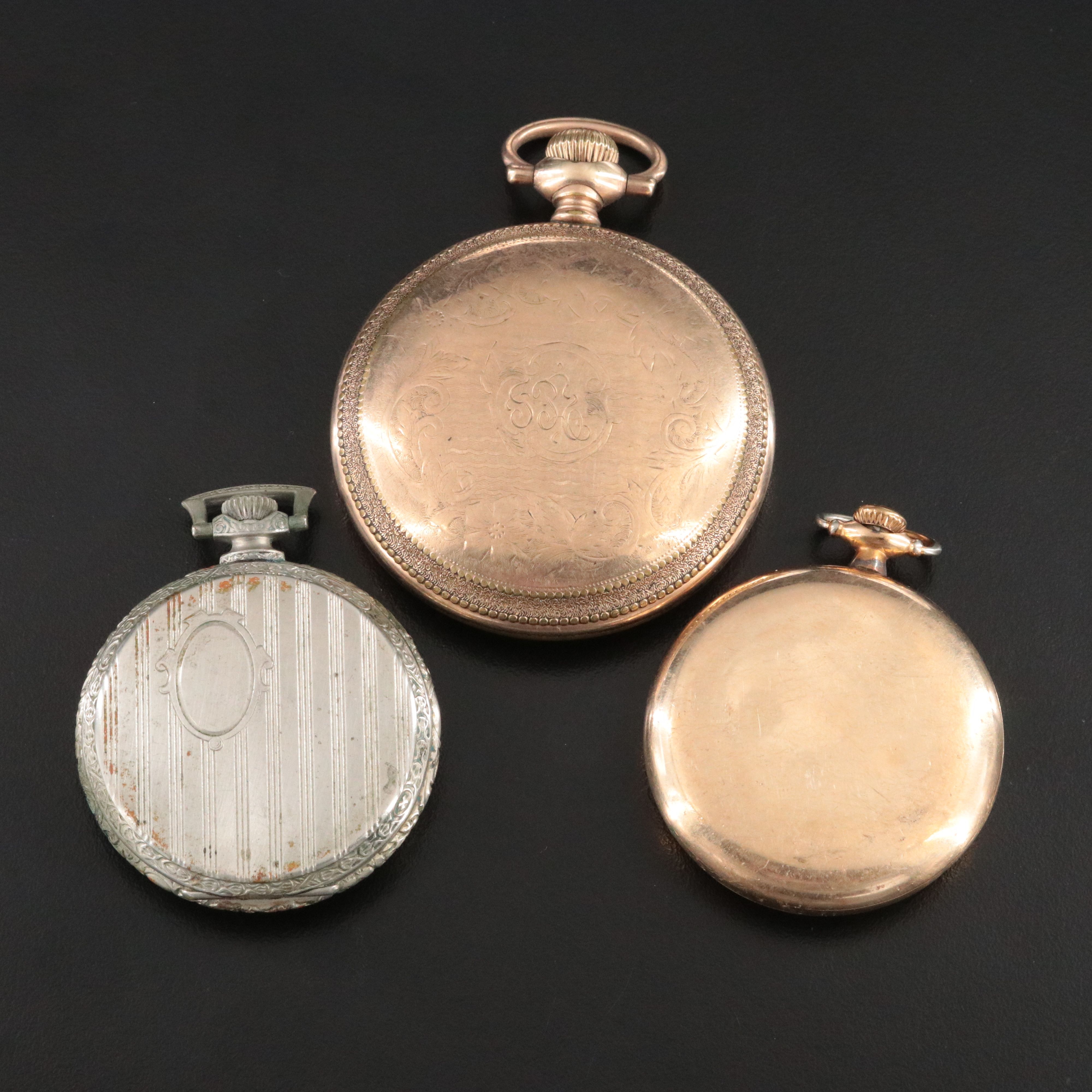 Selection of Pocket Watches Featuring Elgin and Ball Watch Co.