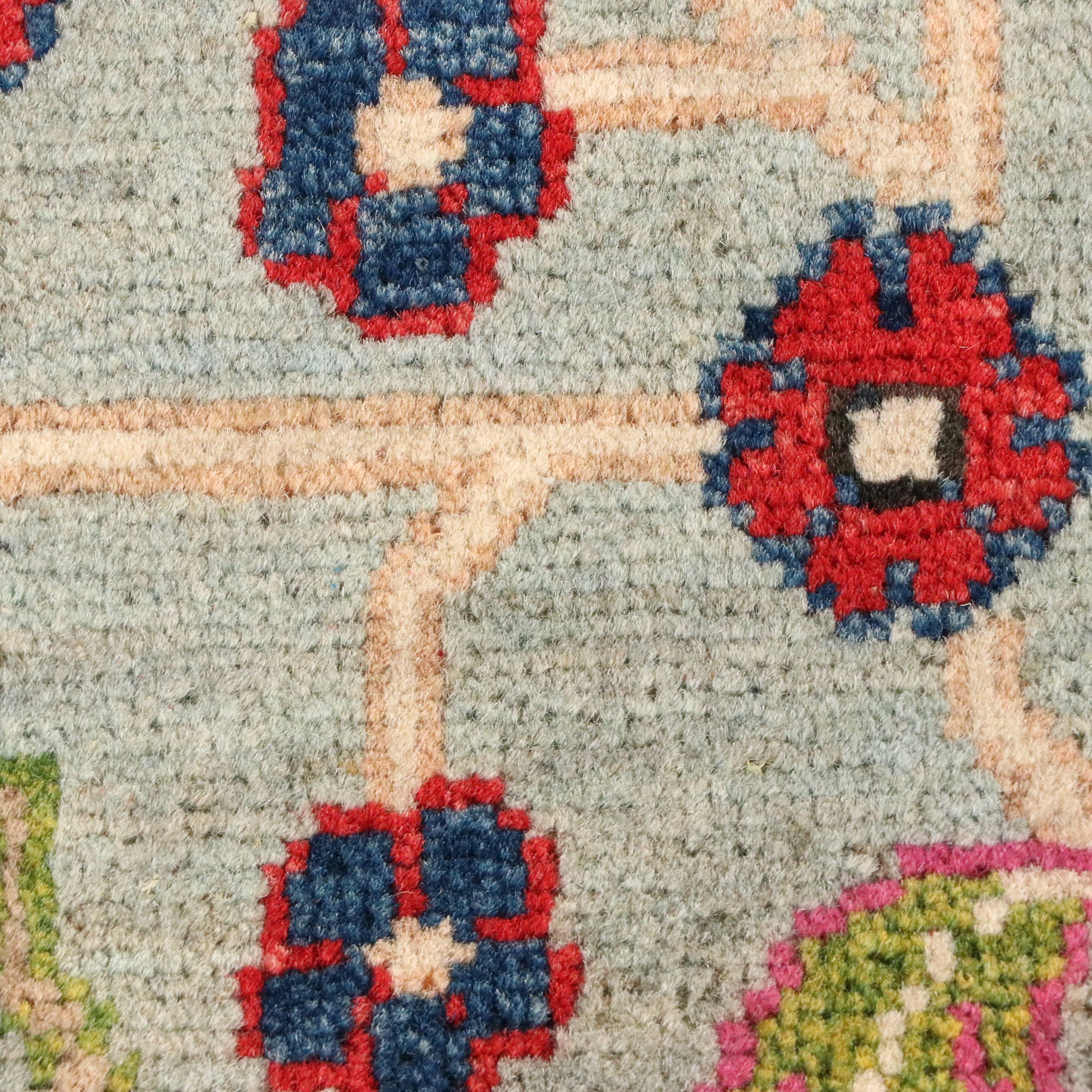 2'11 x 9'10 Hand-Knotted Indian Kazak Carpet Runner