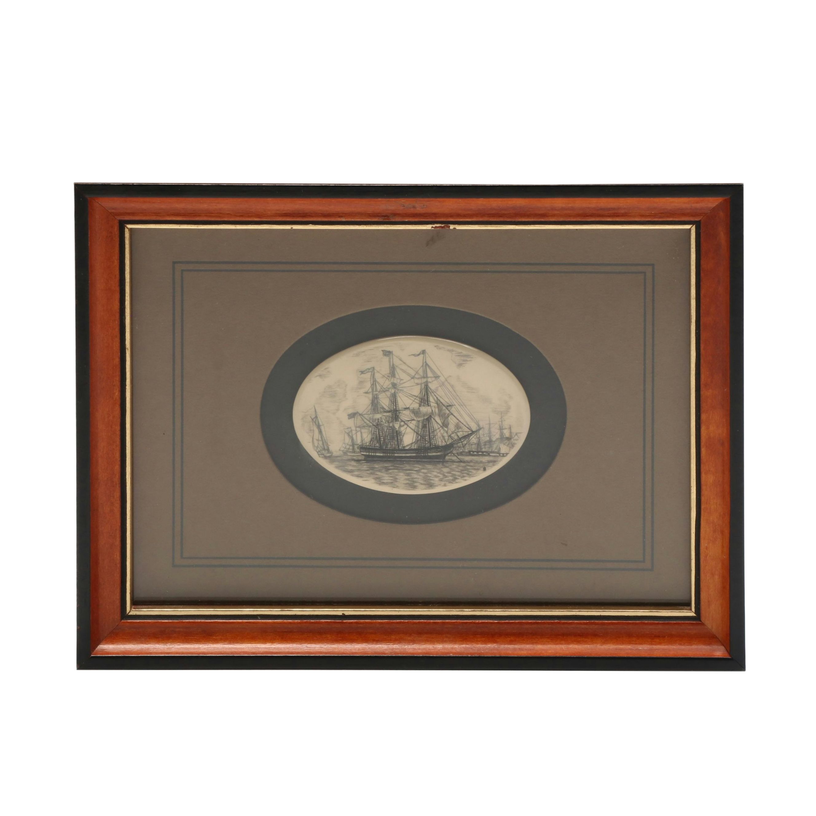 Scrimshaw Medallion Ships