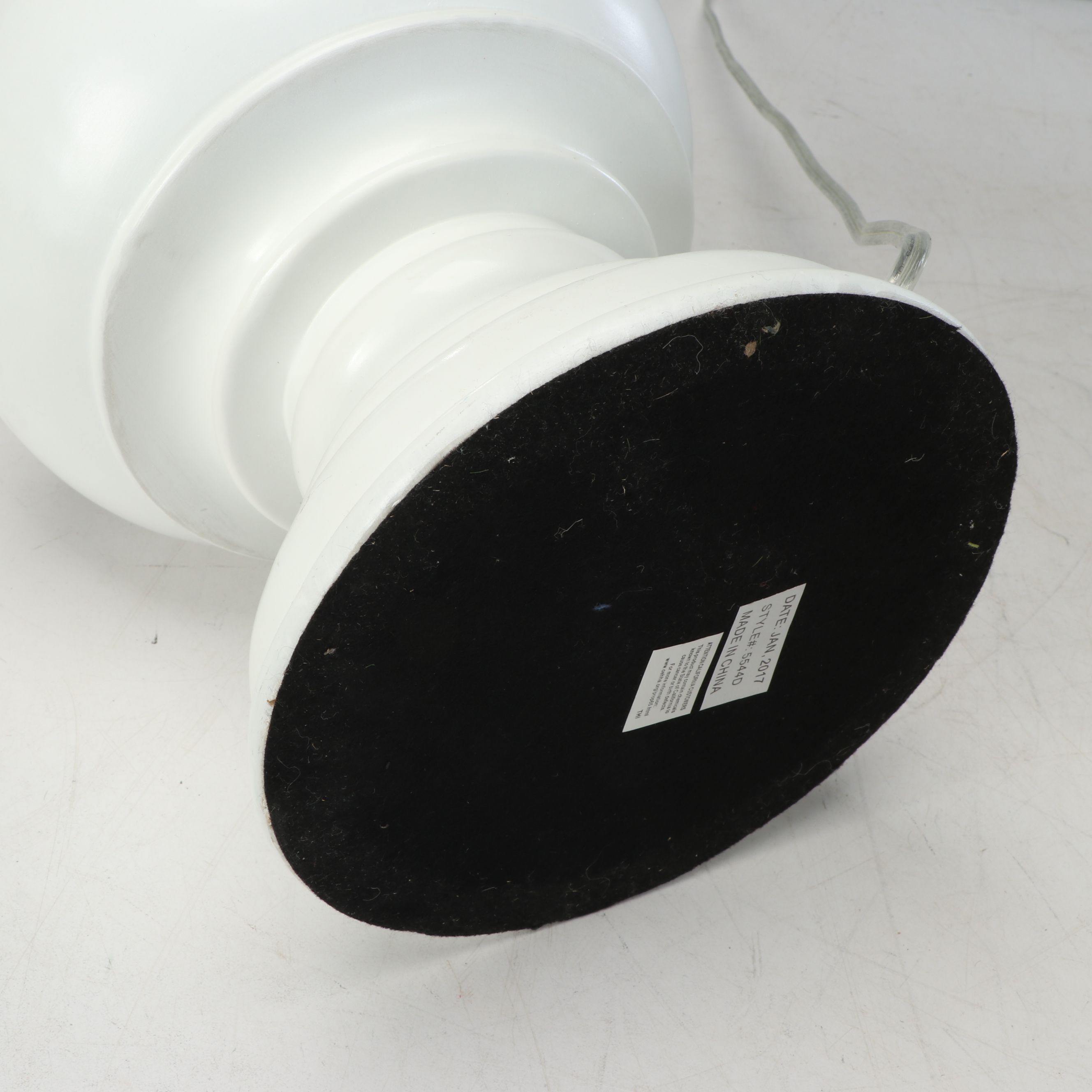 Pair of White Pedestal Baluster Table Lamps with Slubbed Cotton Shades, 2017