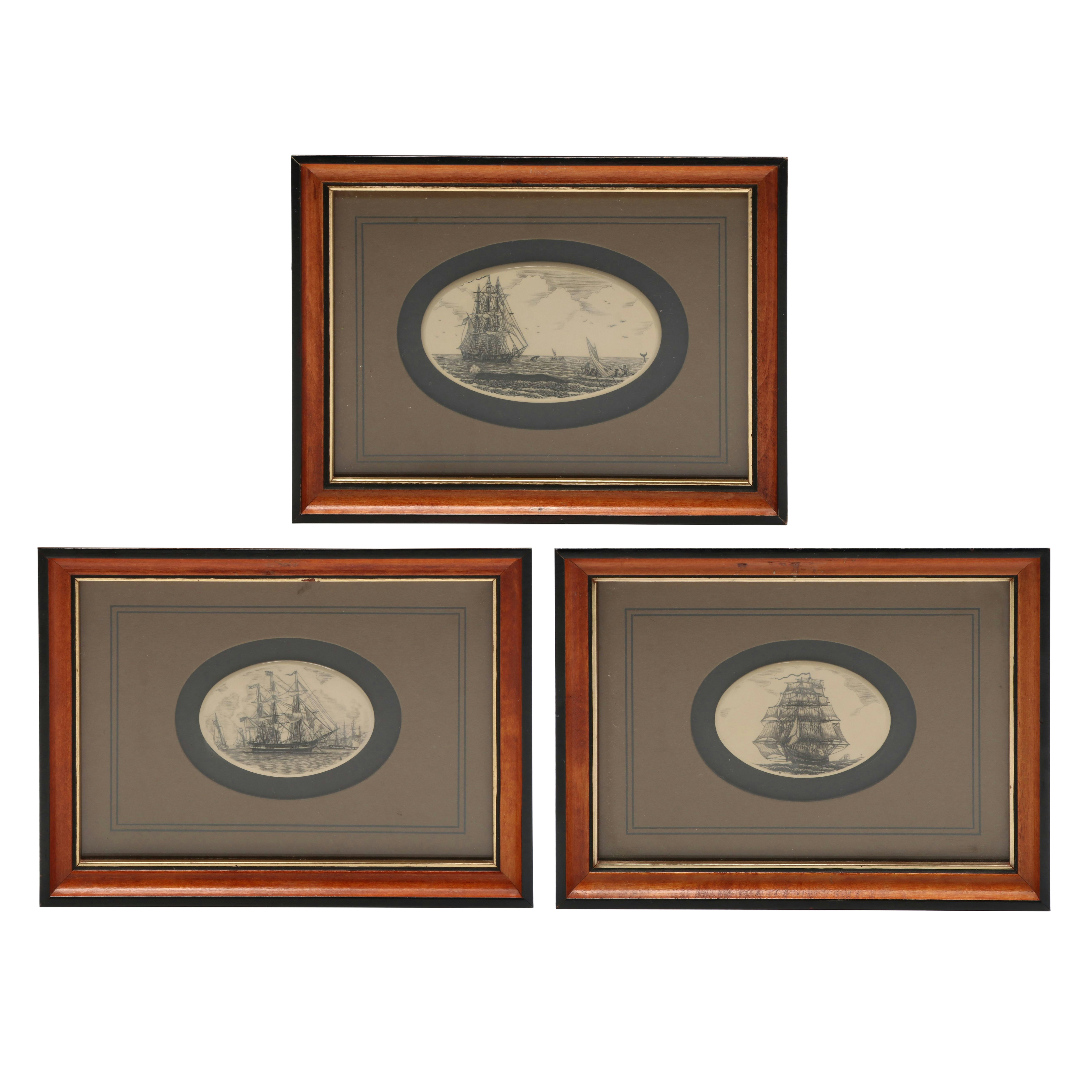 Scrimshaw Medallion Ships