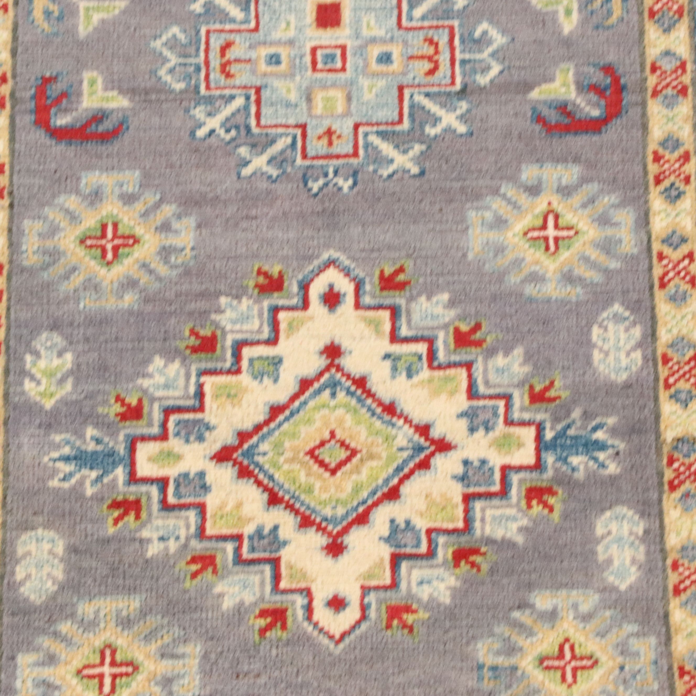 2'9 x 6'7 Hand-Knotted Afghan Kazak Carpet Runner