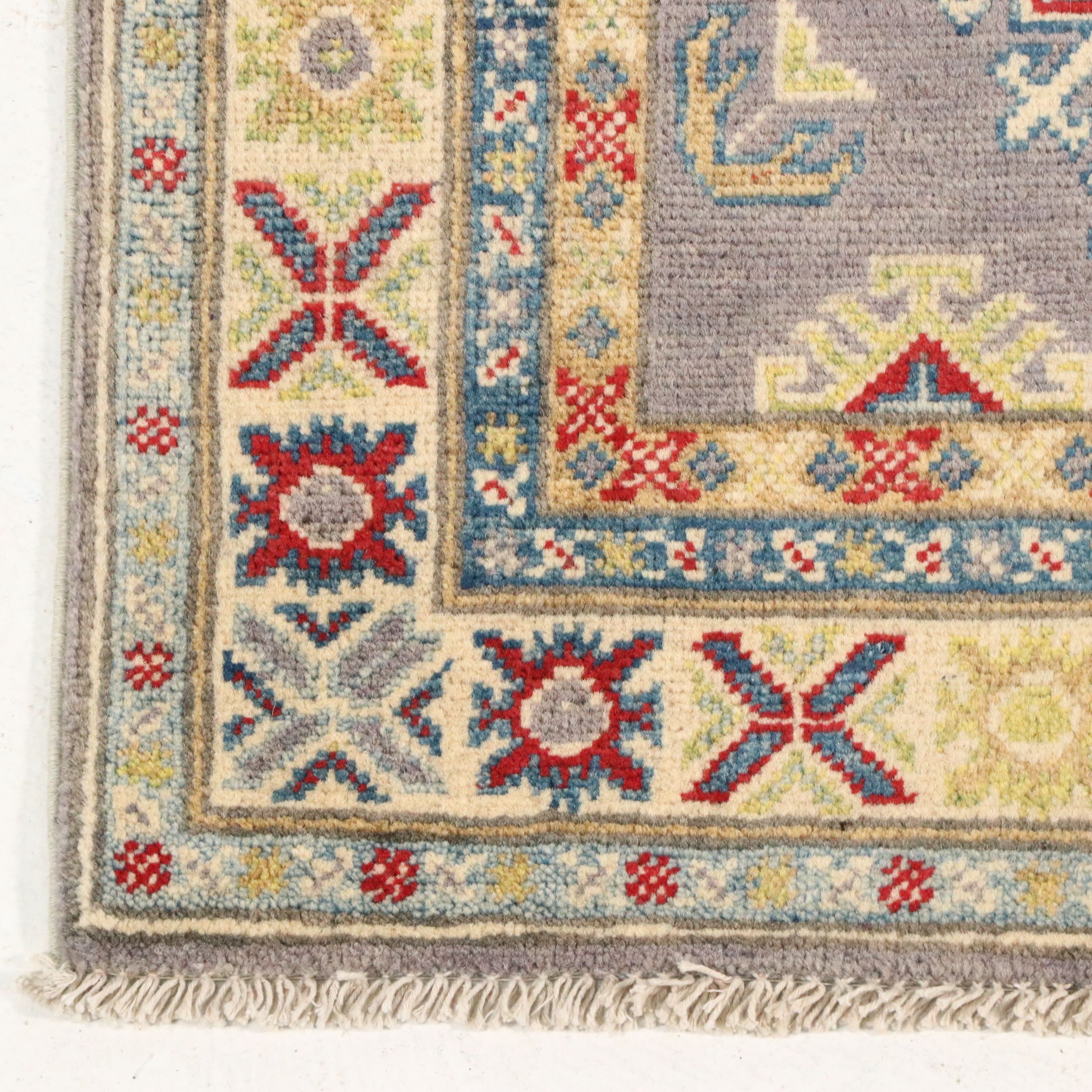 2'9 x 6'7 Hand-Knotted Afghan Kazak Carpet Runner