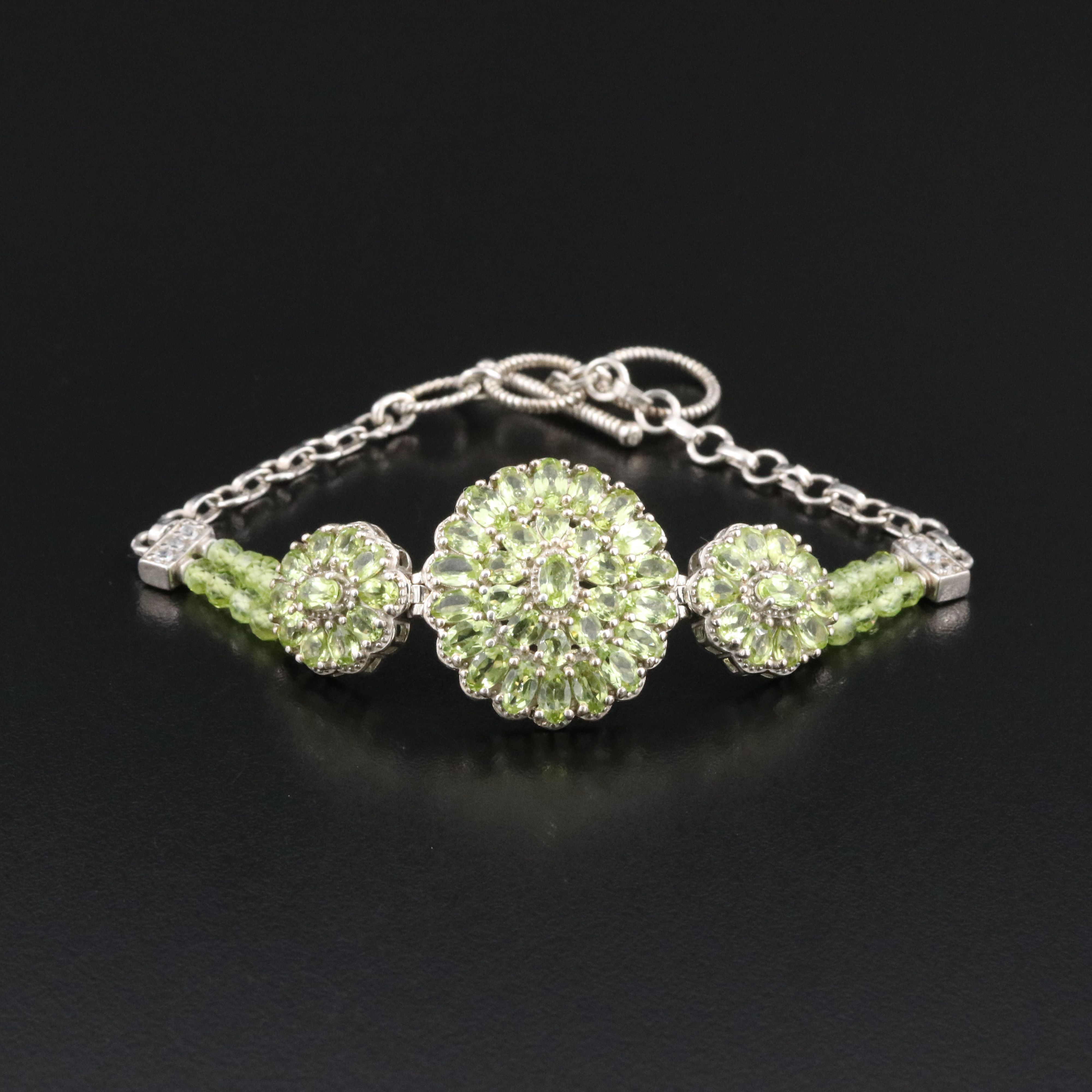 Sterling Peridot and White Topaz Bracelet