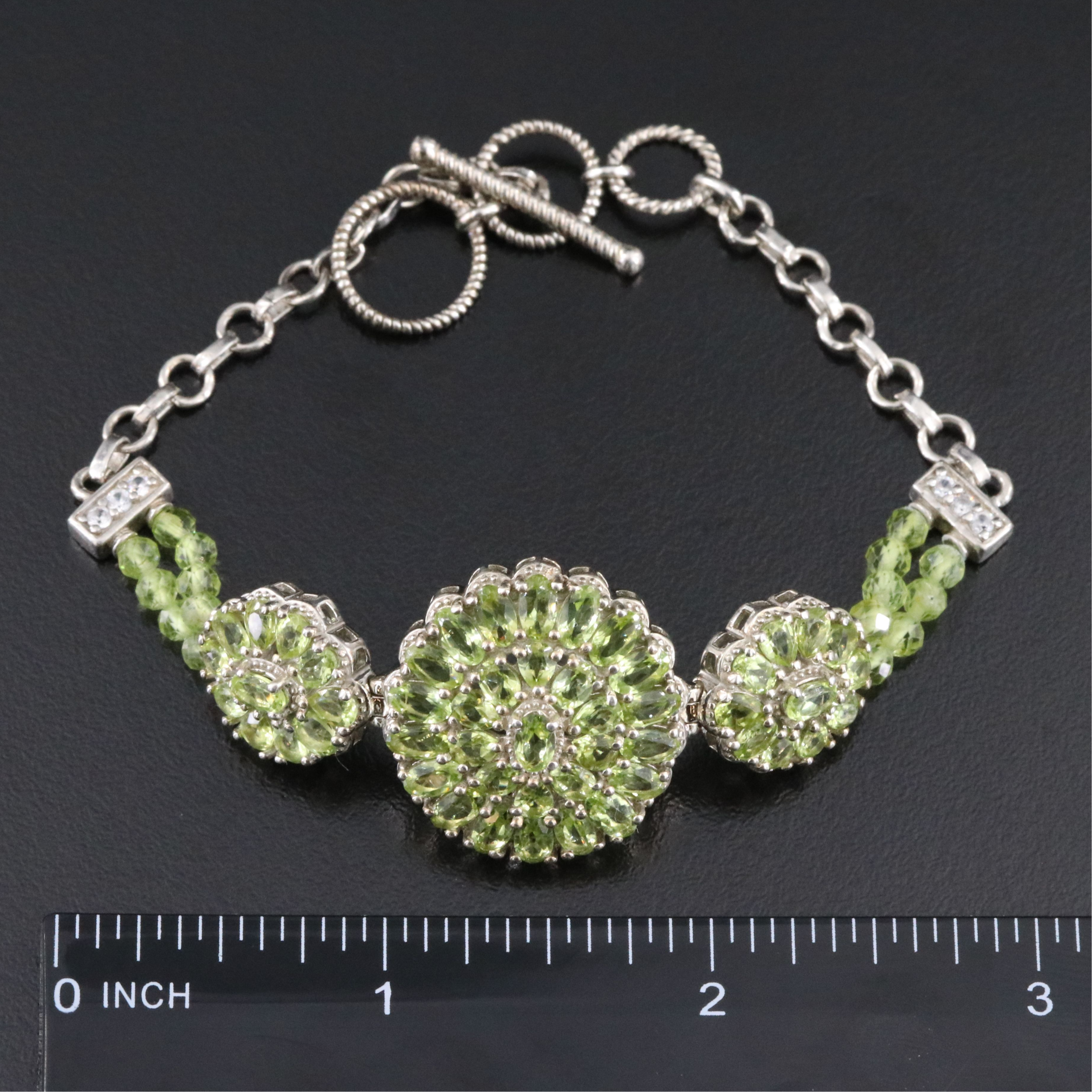 Sterling Peridot and White Topaz Bracelet