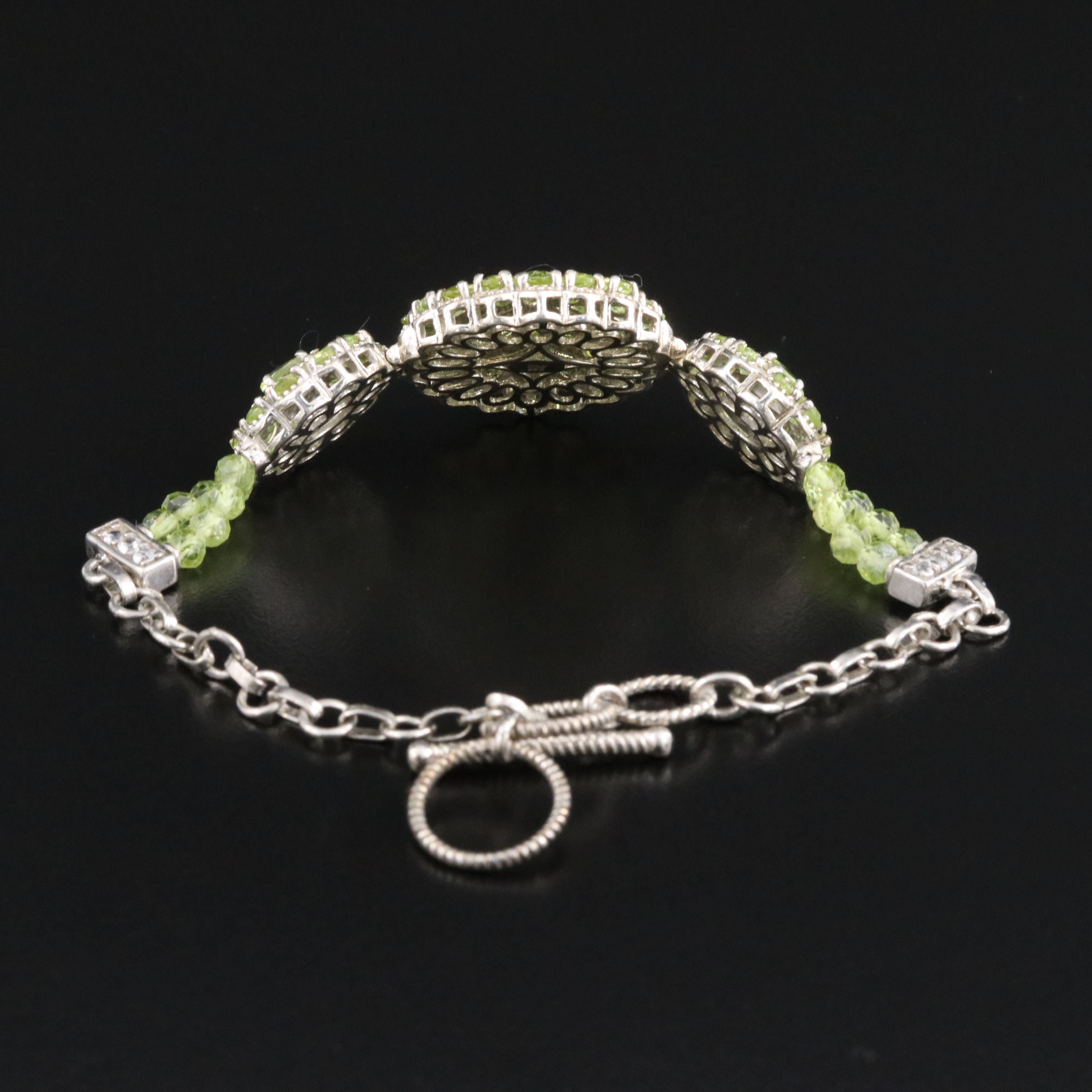 Sterling Peridot and White Topaz Bracelet