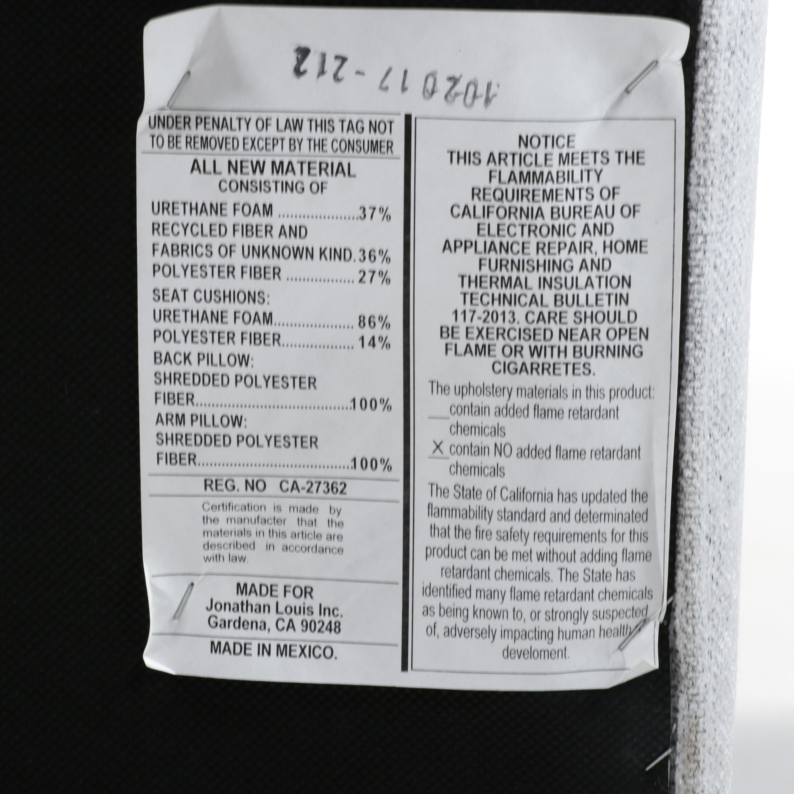 Jonathan Louis Grey Sectional Sofa with Pillows, 21st Century