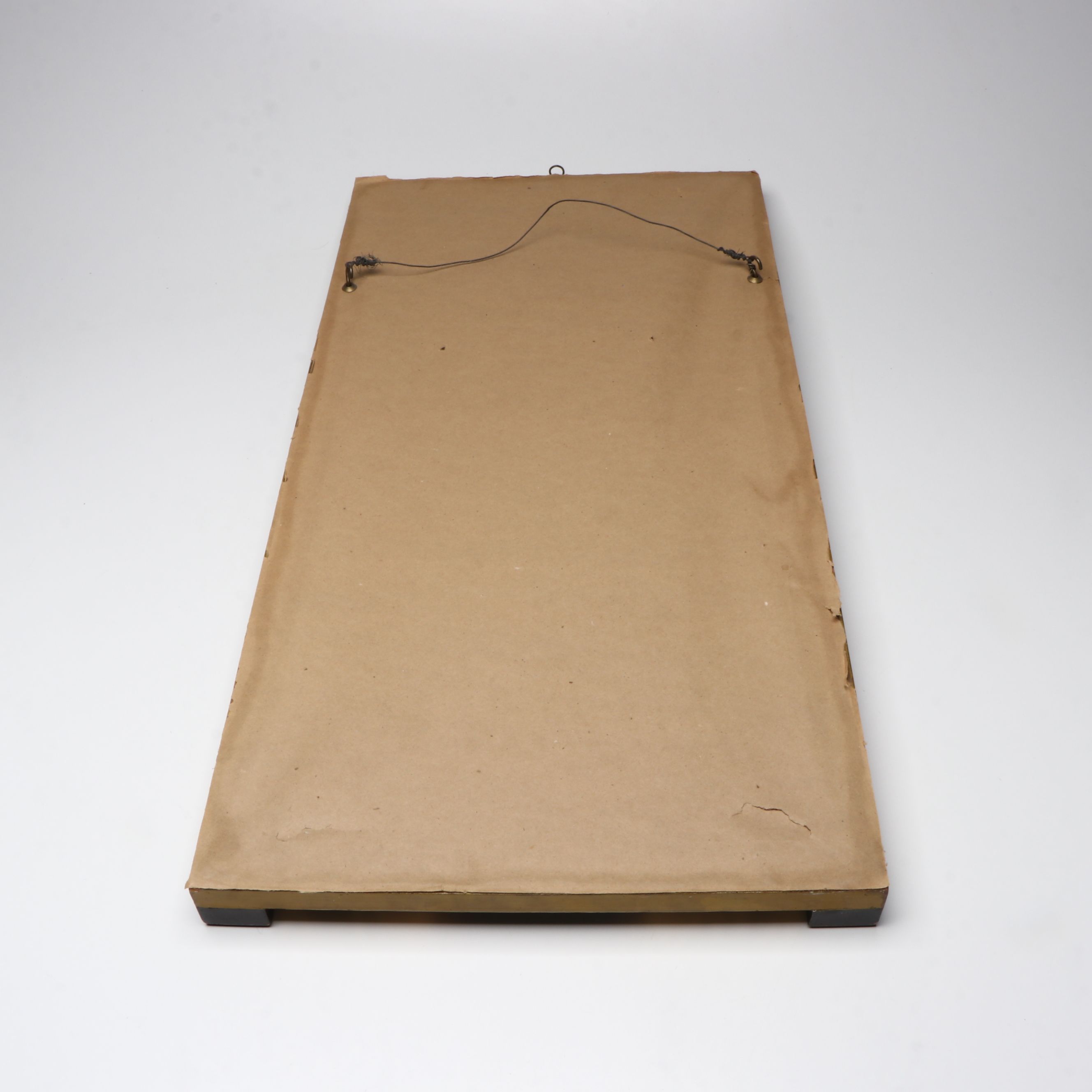 Empire Style Reverse Painted Ebonized and Gilt Wall Mirror