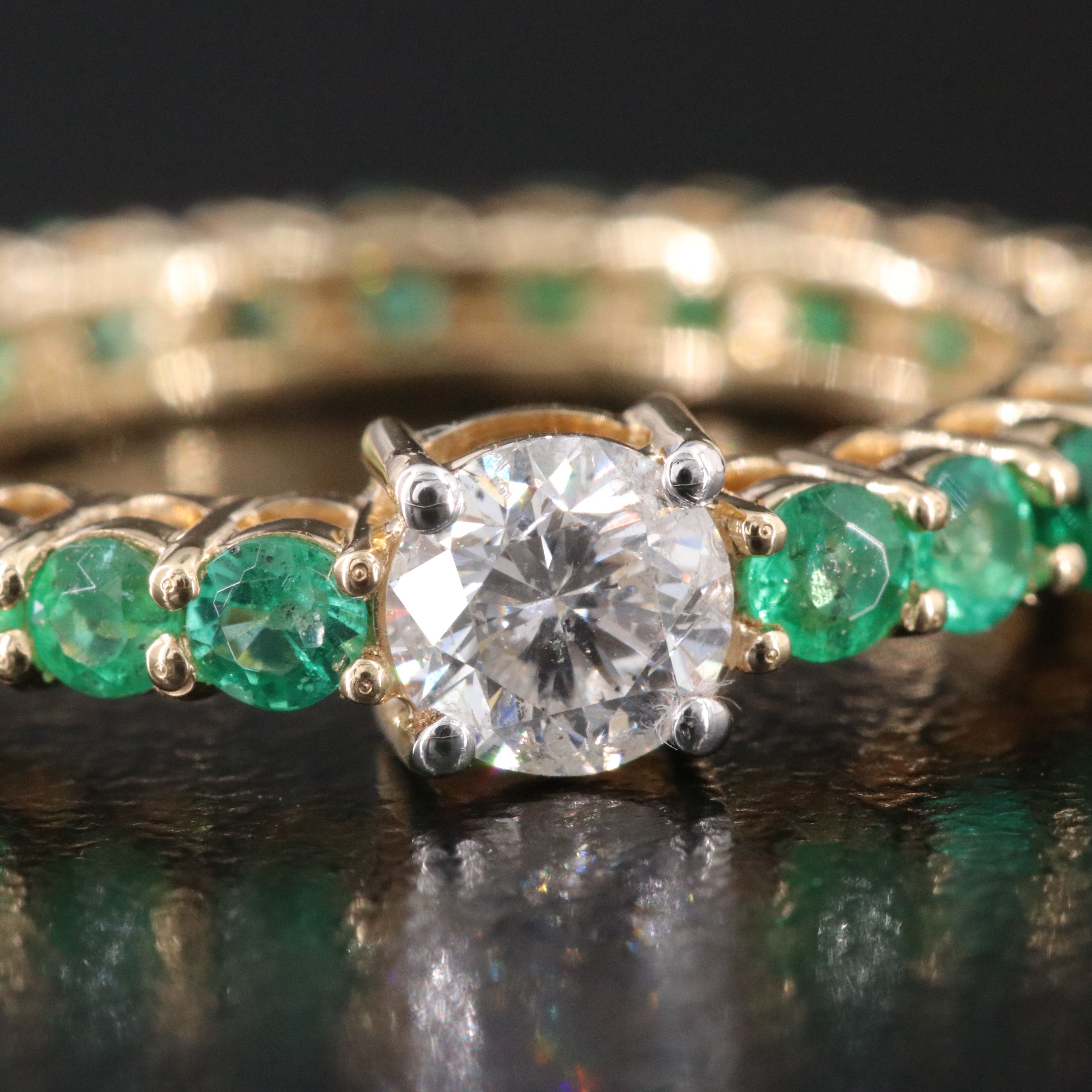 18K 1.48 CTW Emerald and 0.48 CTW Diamond Eternity Band