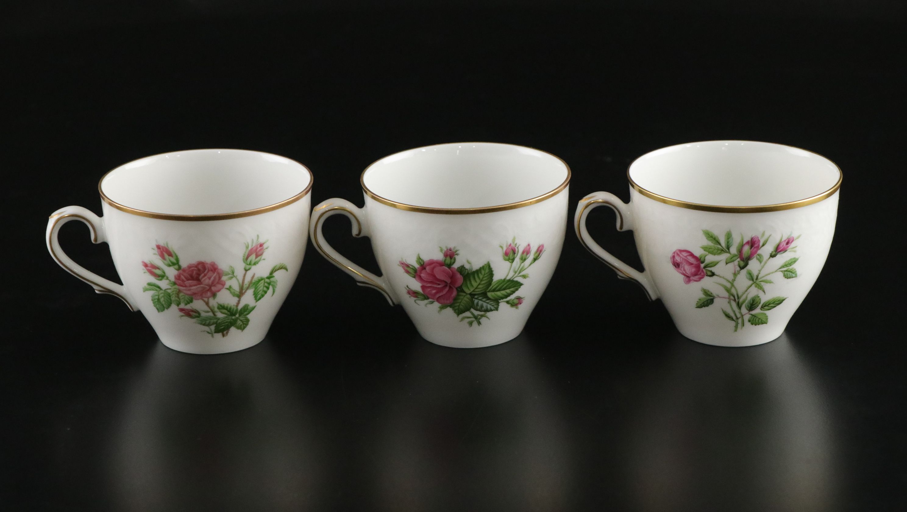 Aston Westwood "Royal Rose Garden" Teacups and Saucers with Crystal Tray