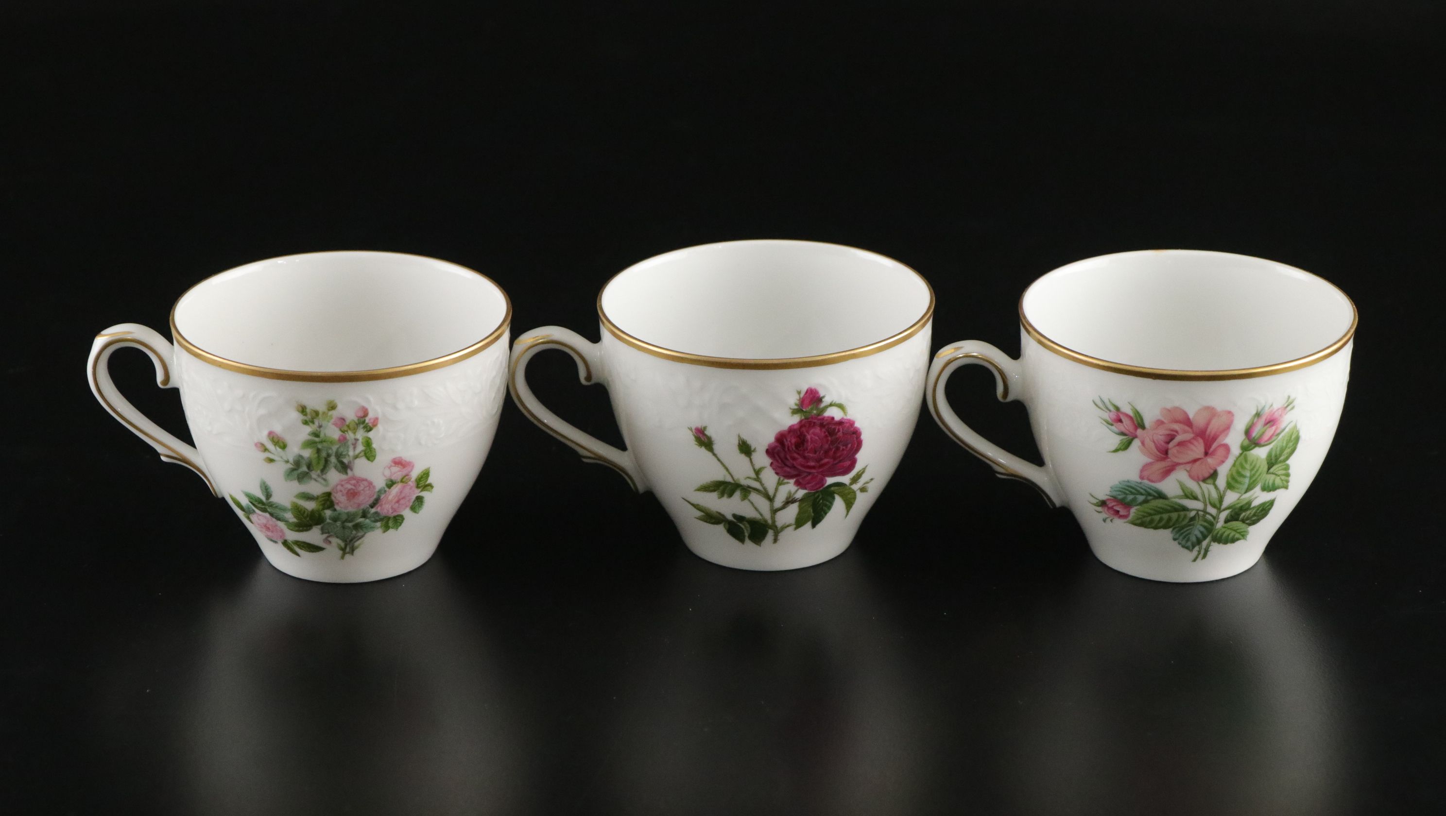 Aston Westwood "Royal Rose Garden" Teacups and Saucers with Crystal Tray