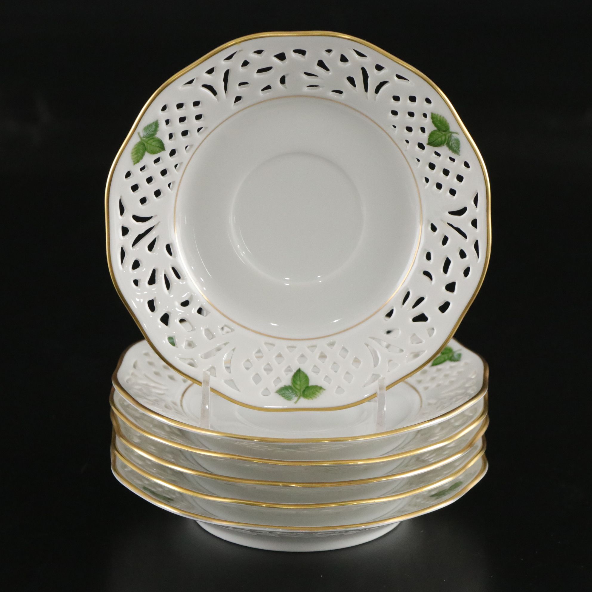 Aston Westwood "Royal Rose Garden" Teacups and Saucers with Crystal Tray