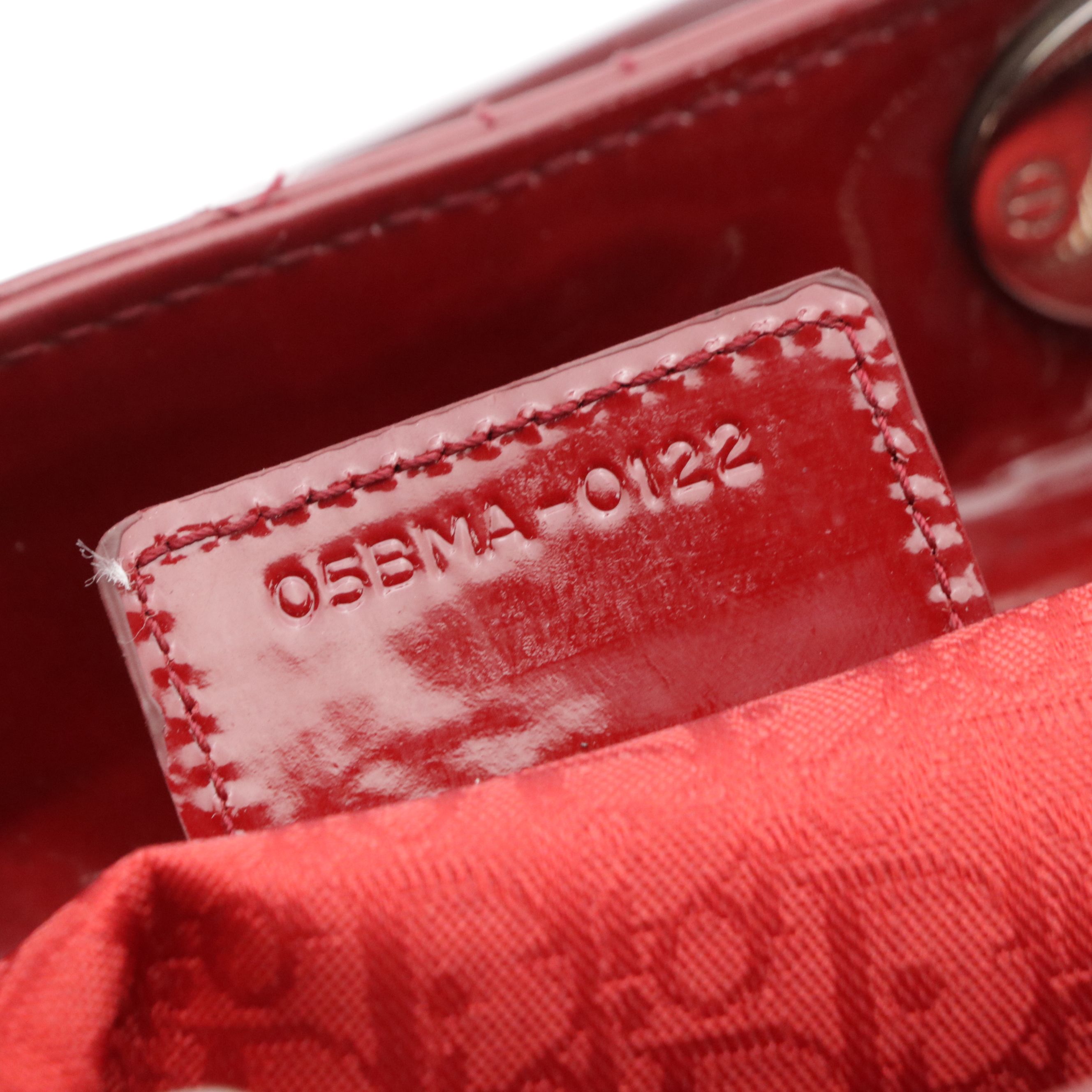 Christian Dior Red Cannage Quilted Patent Leather Medium Lady Dior Two-Way Bag