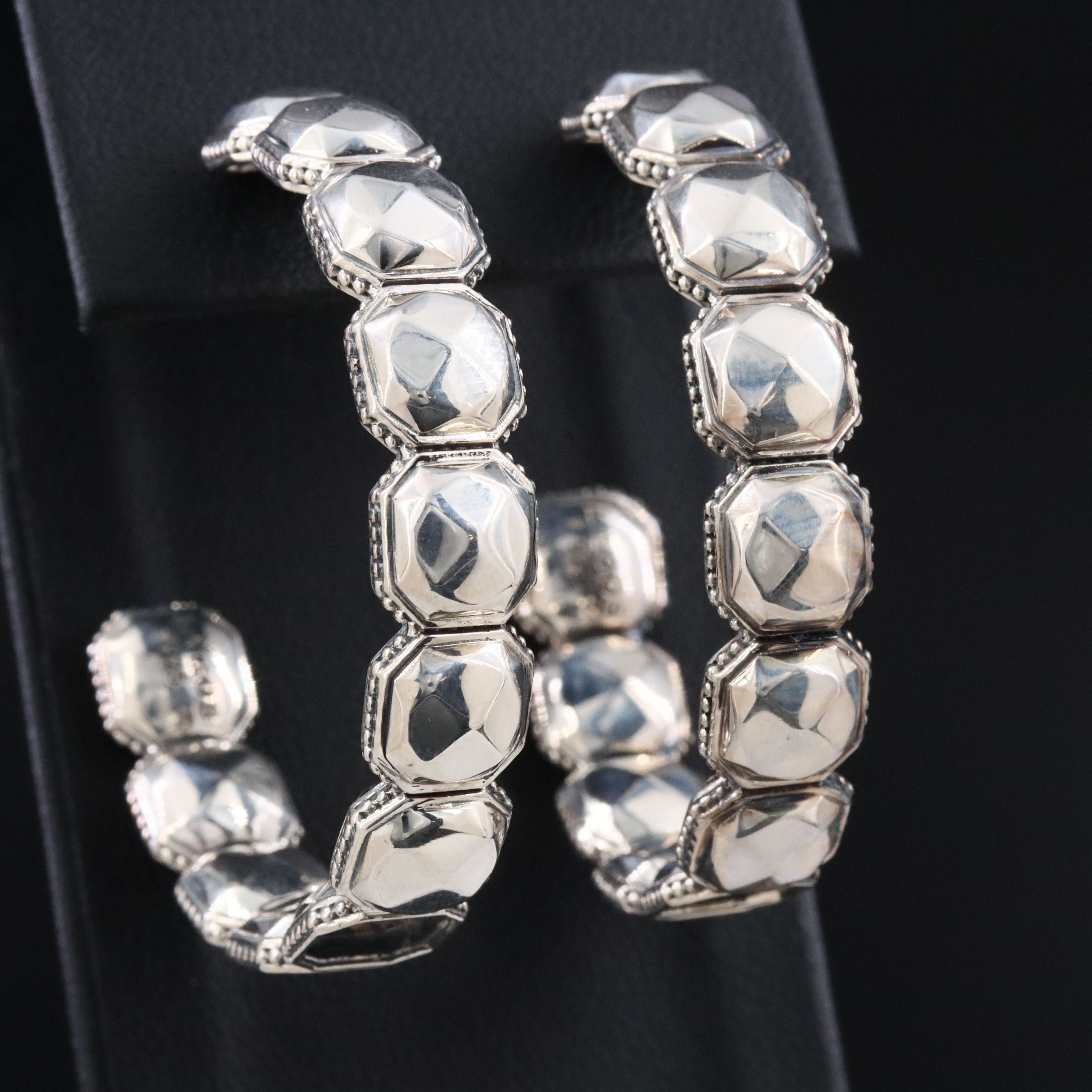 Lagos Facet Rocks Sterling Inside Out Hoop Earrings