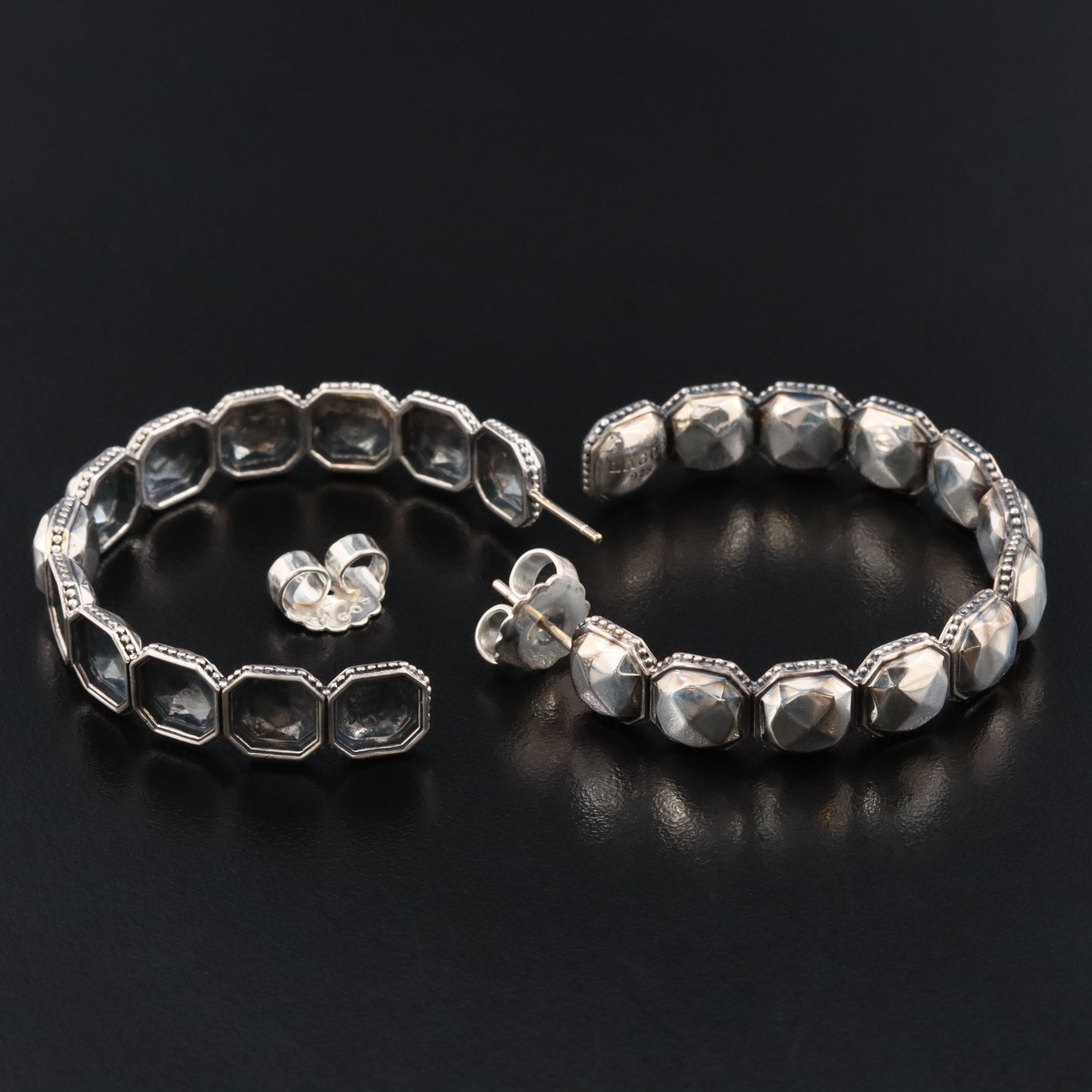 Lagos Facet Rocks Sterling Inside Out Hoop Earrings