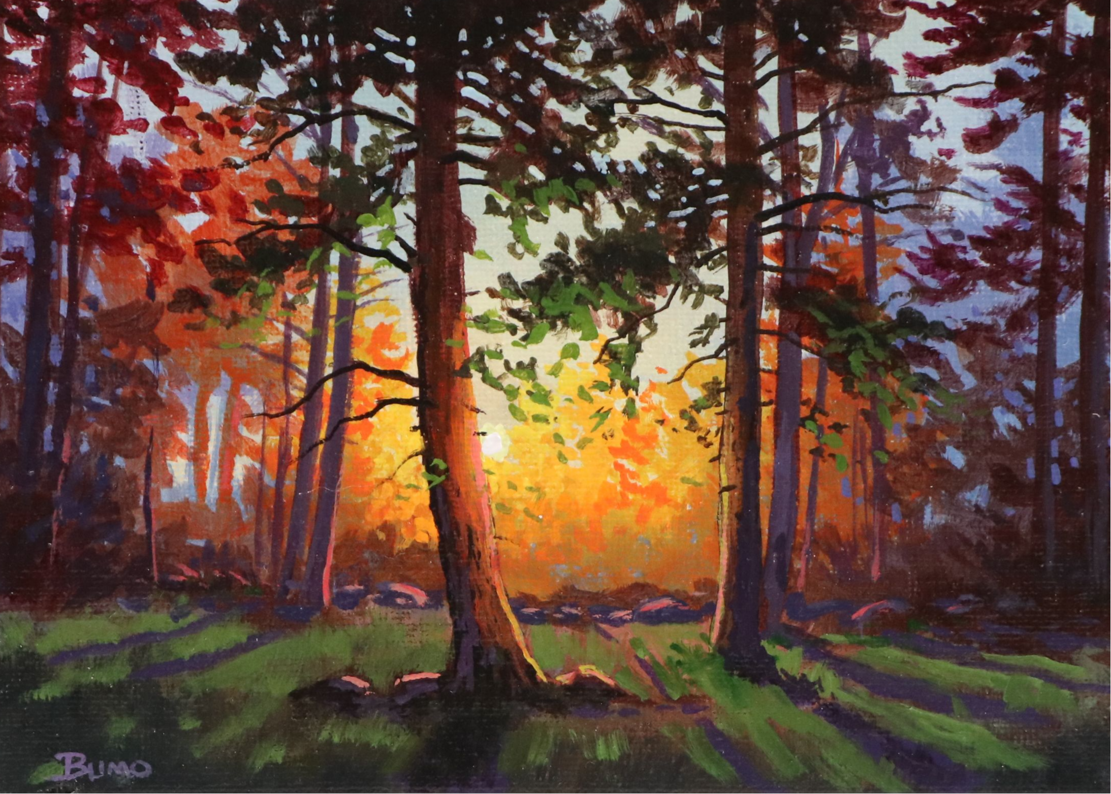 Doug "Bumo" Johnpeer Acrylic Painting of Wooded Landscape, 2025