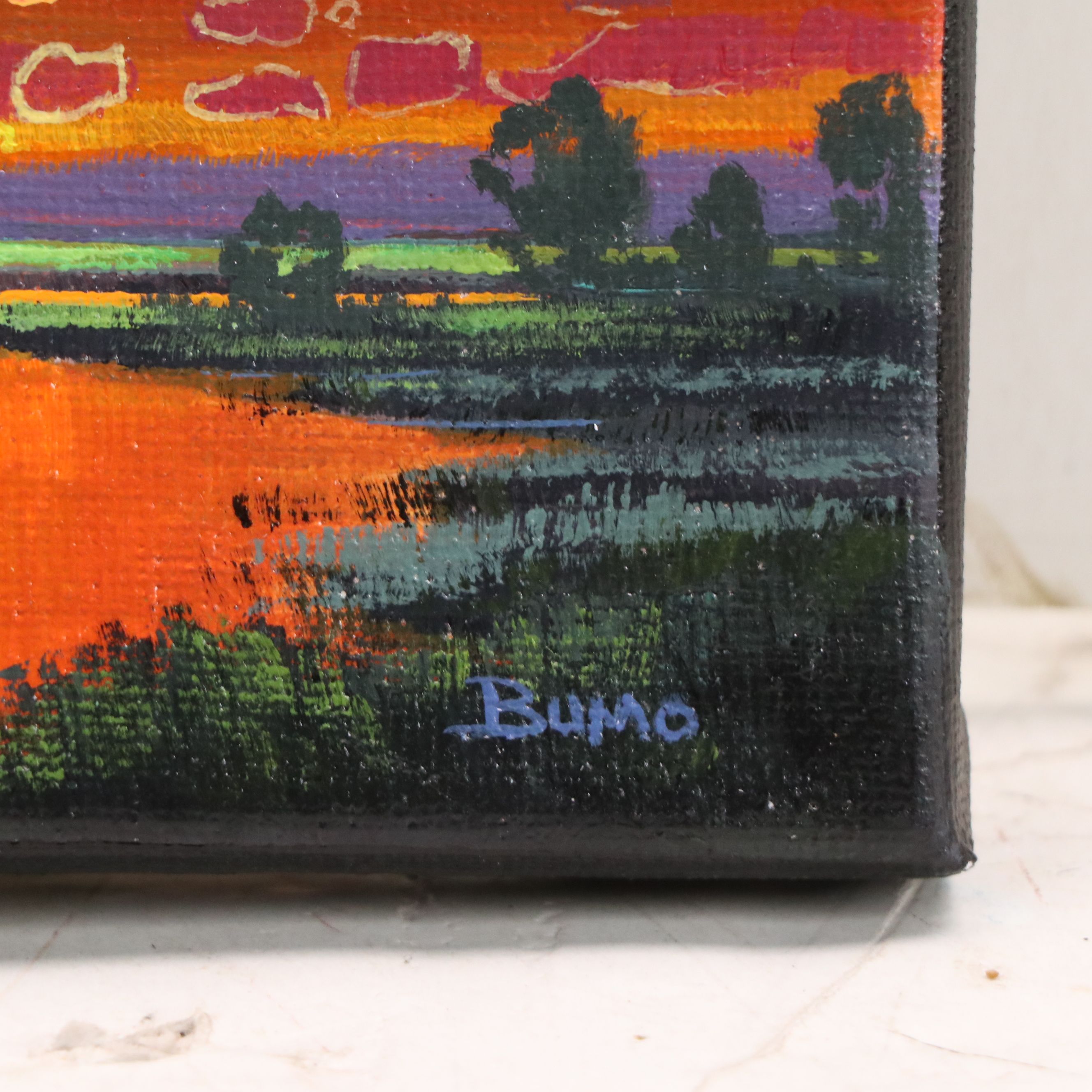 Doug "Bumo" Johnpeer Acrylic Painting of Sunset Landscape, 2025