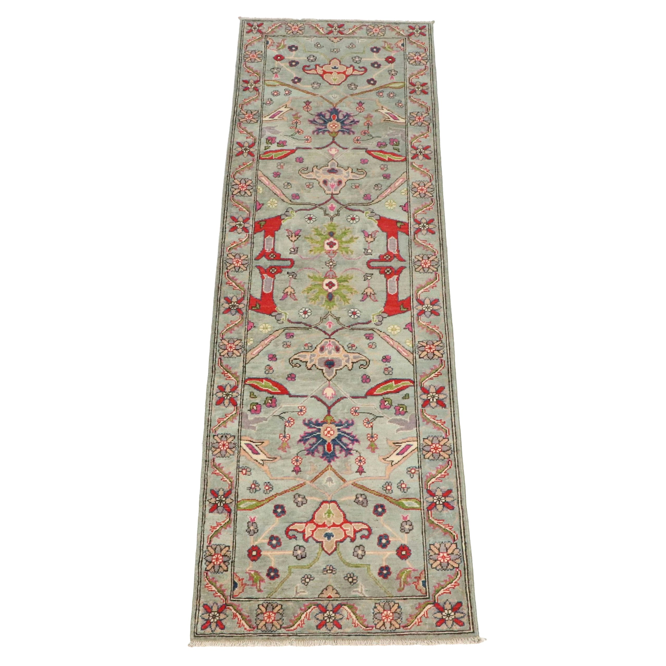 2'11 x 9'10 Hand-Knotted Indian Kazak Carpet Runner