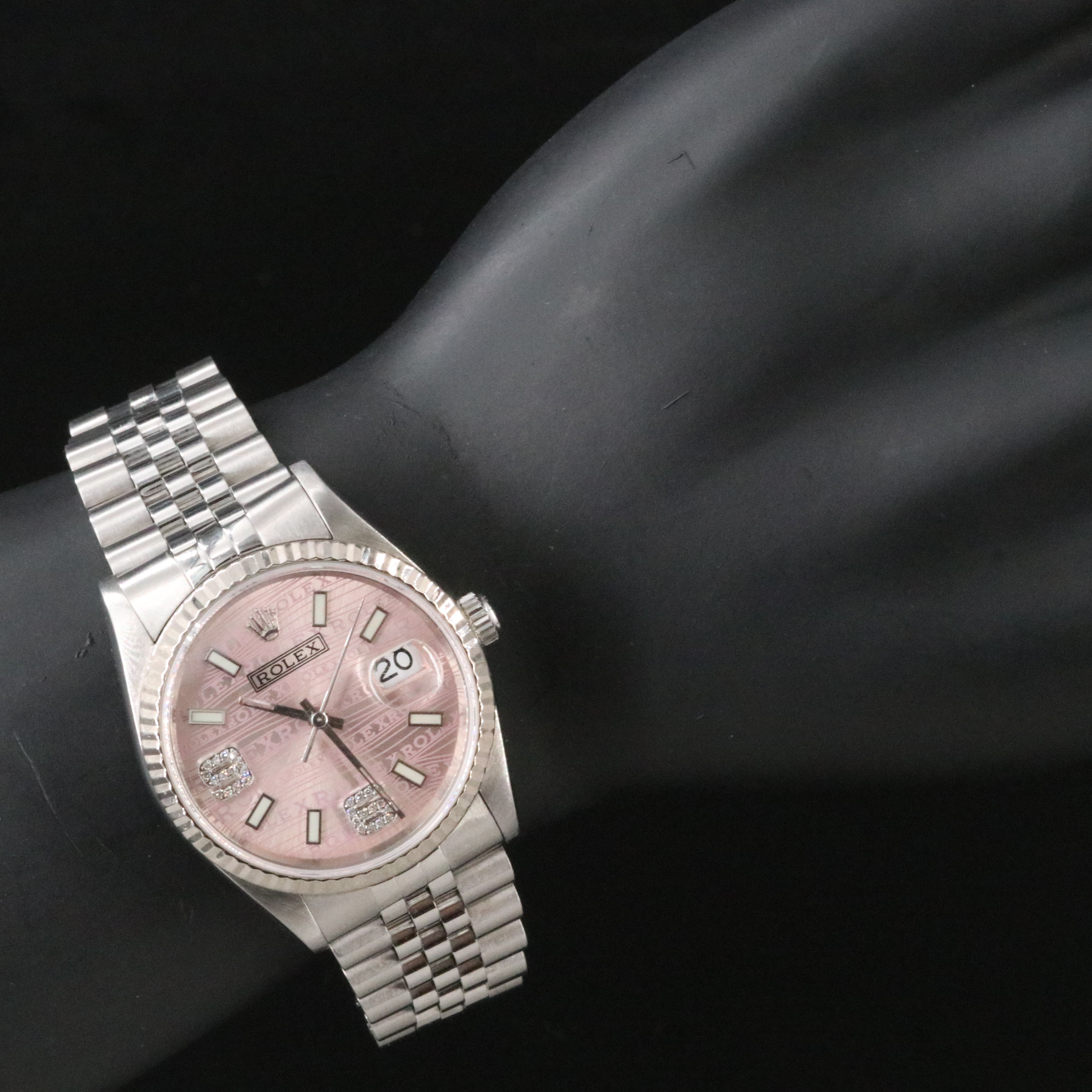 2000 Rolex Custom Diamond Pink Dial Datejust Watch Model 16234